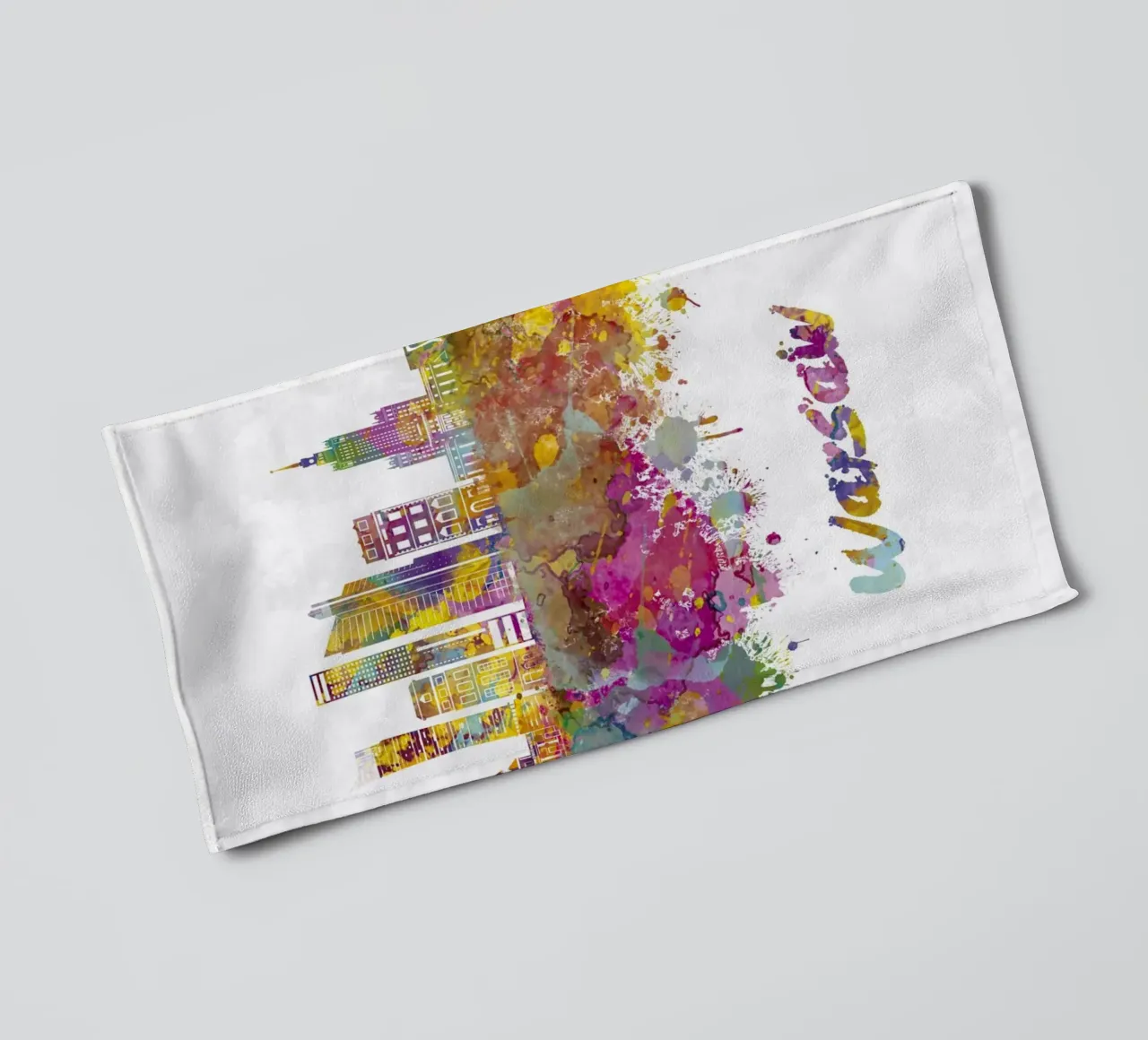 Lo skyline di Varsavia in acquerello asciugamano da bagno da ARTVI-SHOP