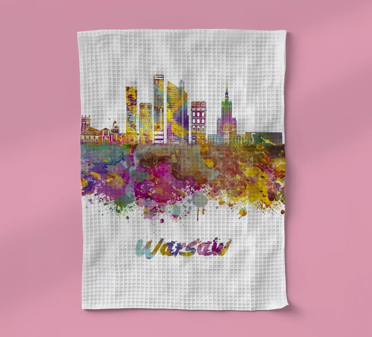 Lo skyline di Varsavia in acquerello canovaccio da cucina da ARTVI-SHOP