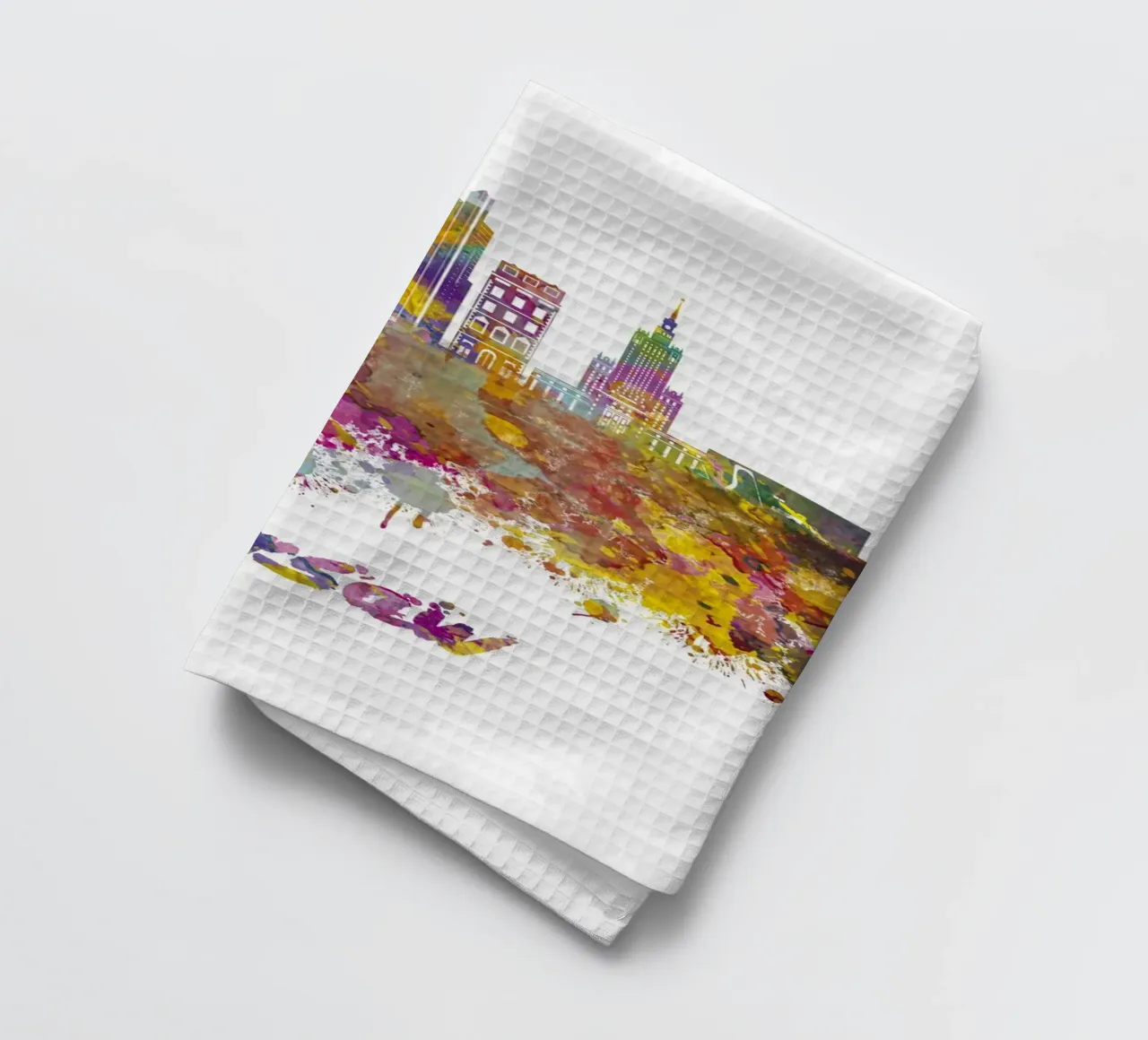 Lo skyline di Varsavia in acquerello canovaccio da cucina da ARTVI-SHOP