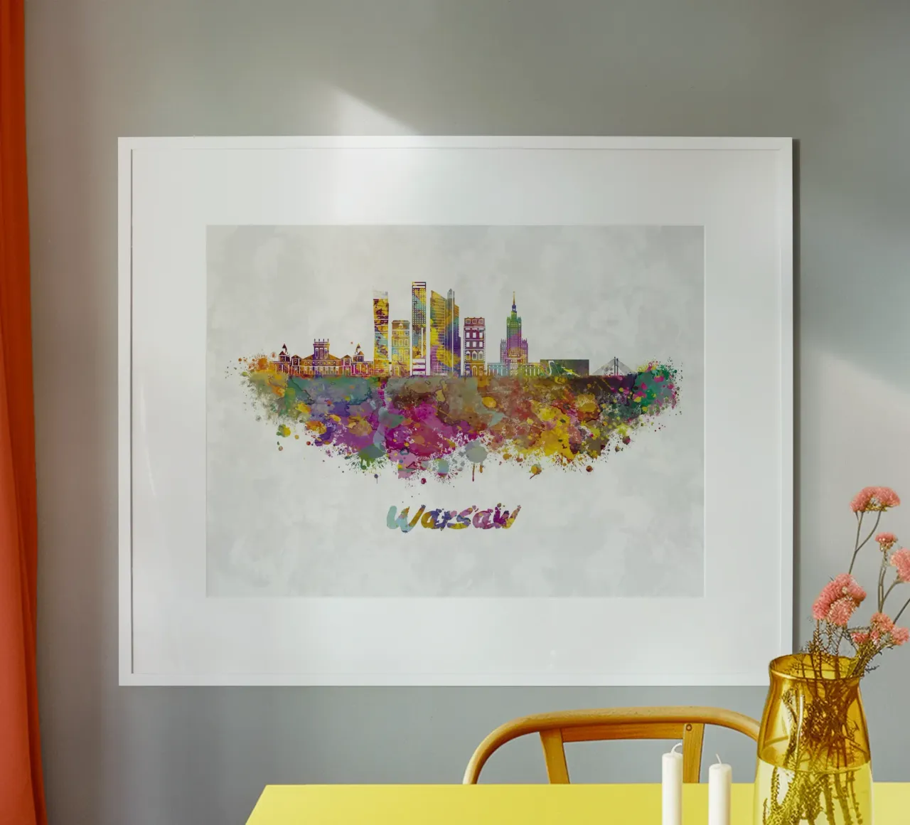 Lo skyline di Varsavia in acquerello carta hahnemühle da ARTVI-SHOP