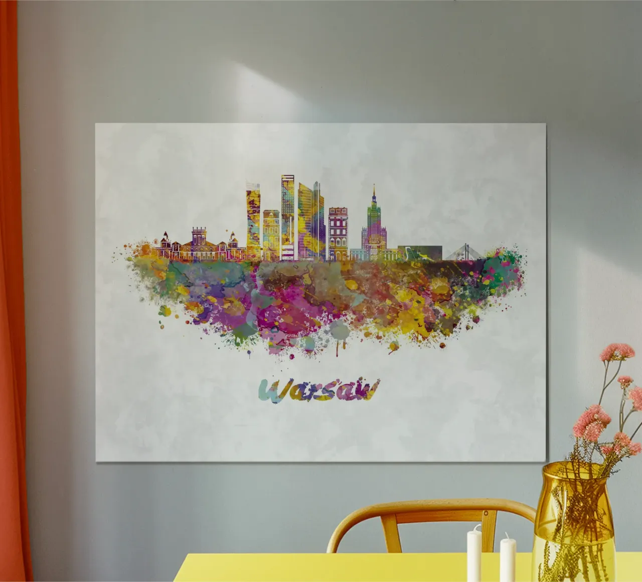 Lo skyline di Varsavia in acquerello carta hahnemühle da ARTVI-SHOP
