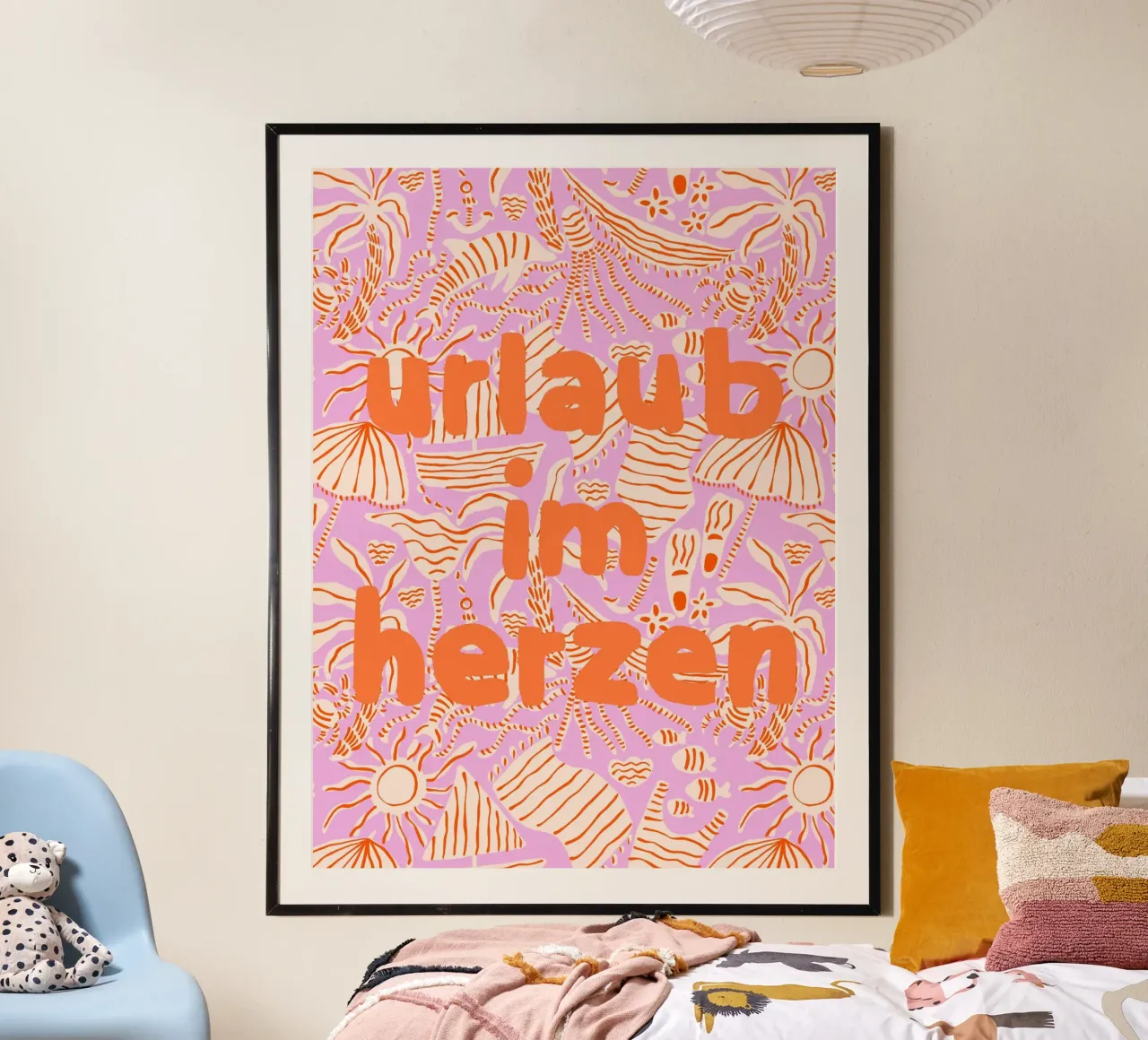 Vacanze nel cuore poster con telaio in legno da All Colours