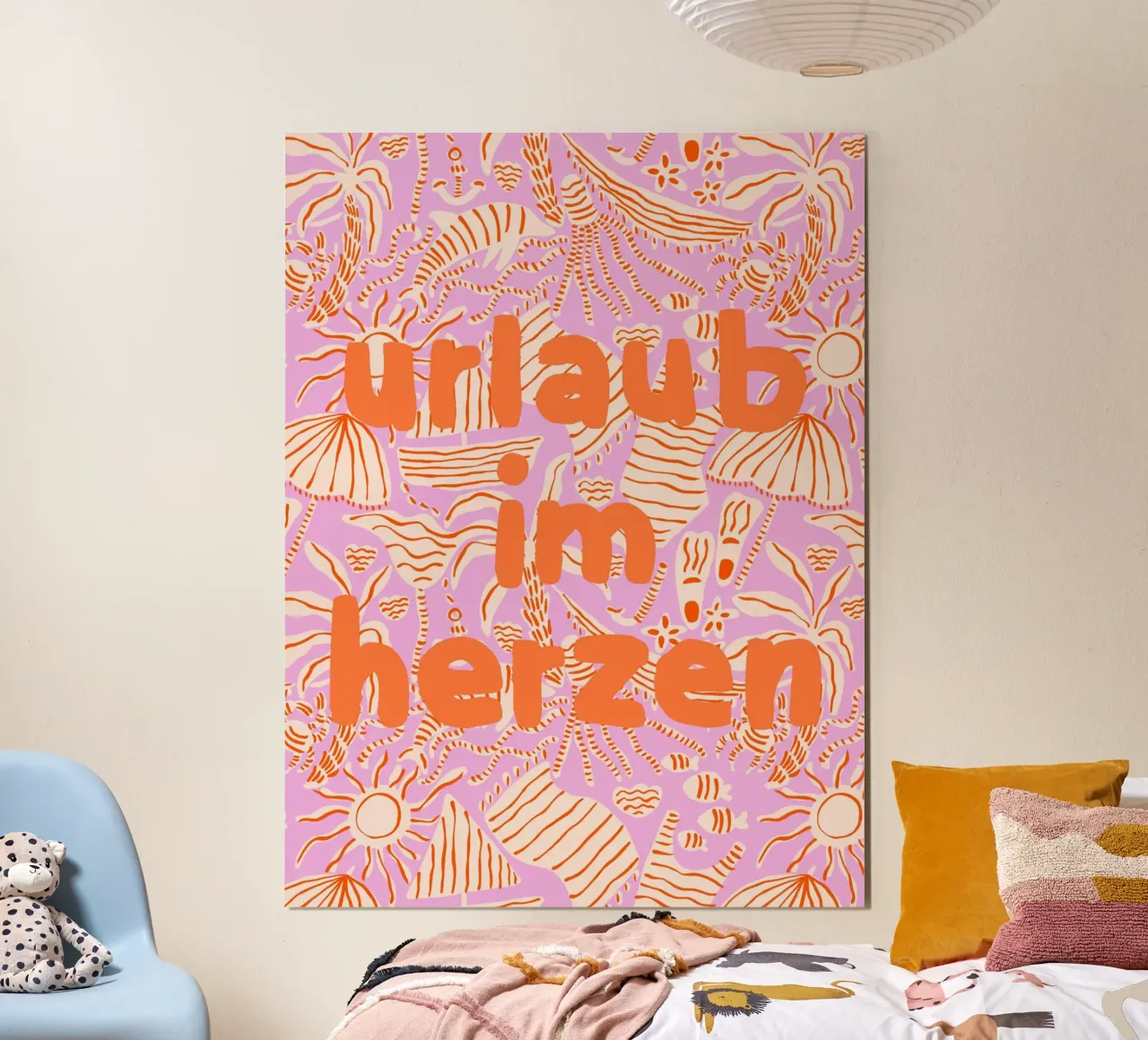 Vacanze nel cuore poster con telaio in legno da All Colours