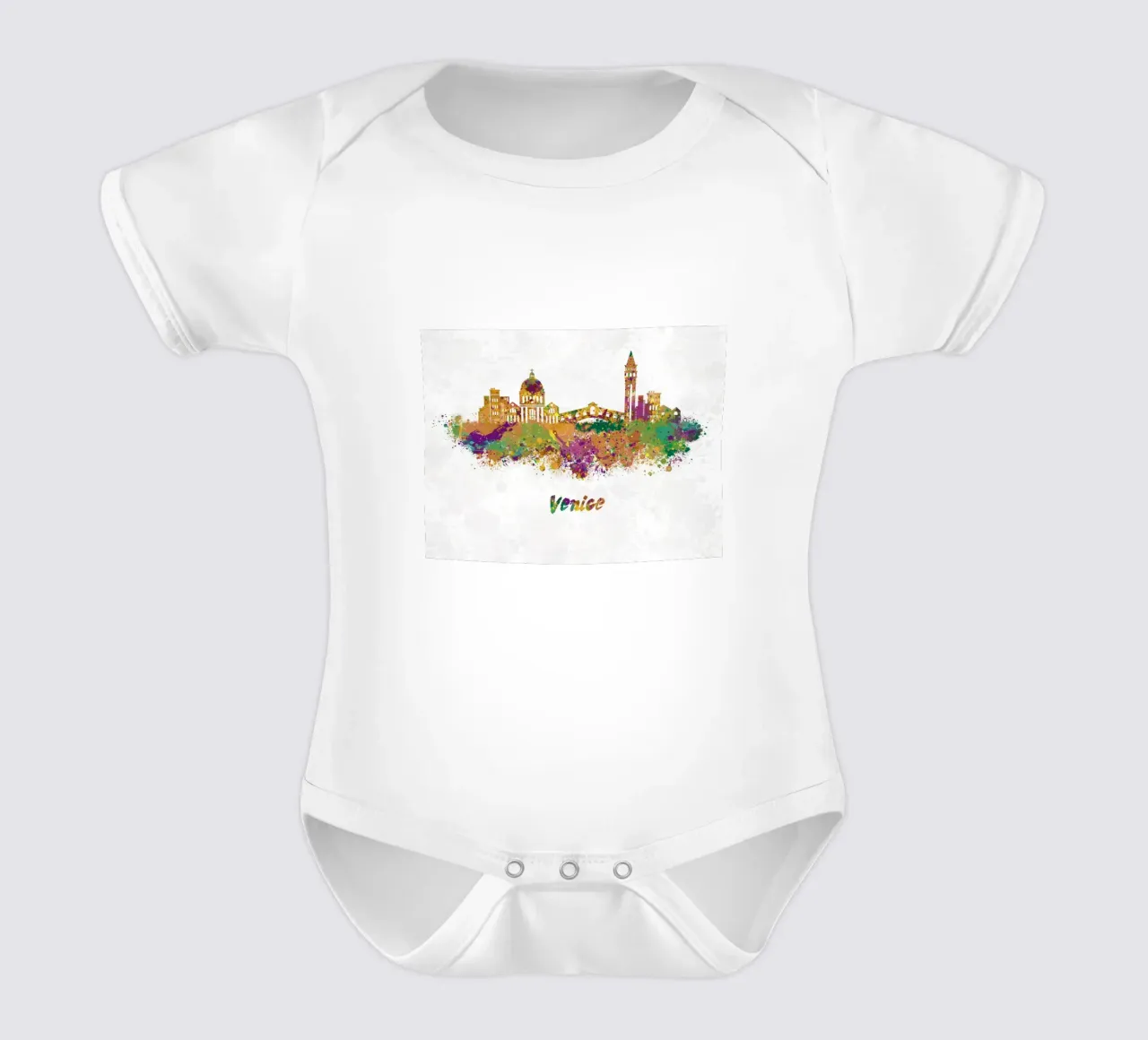 Lo skyline di Venezia in acquerello body neonato maniche corte da ARTVI-SHOP