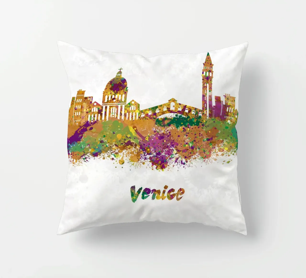 Lo skyline di Venezia in acquerello cuscino da ARTVI-SHOP