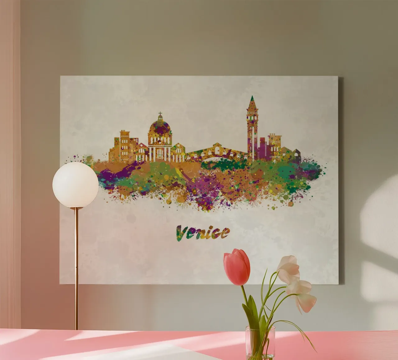 Lo skyline di Venezia in acquerello tela con Cornice a cassetta da 🎁 ARTVI-SHOP
