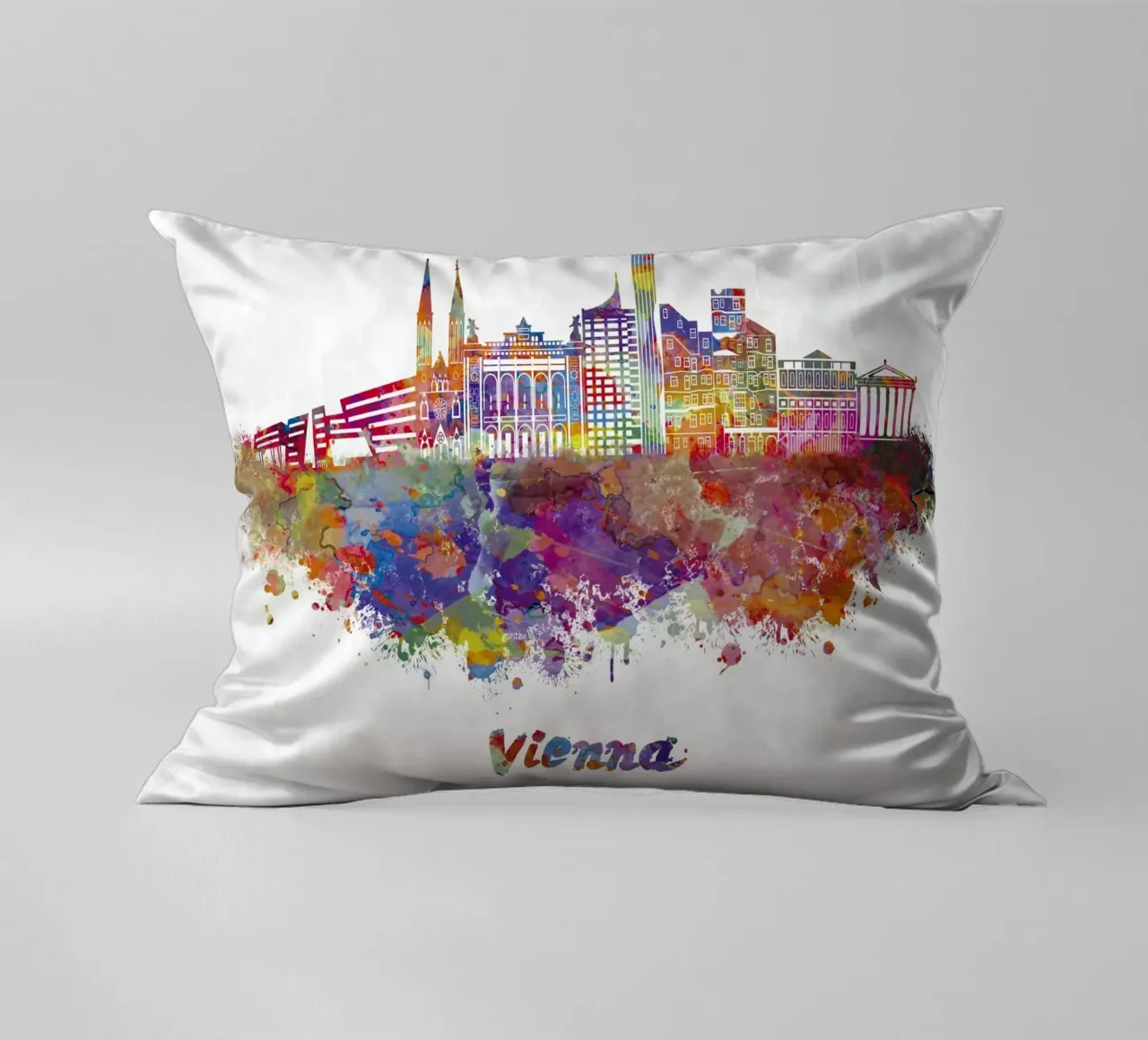 Lo skyline di Vienna in acquerello cuscino da 🎁 ARTVI-SHOP