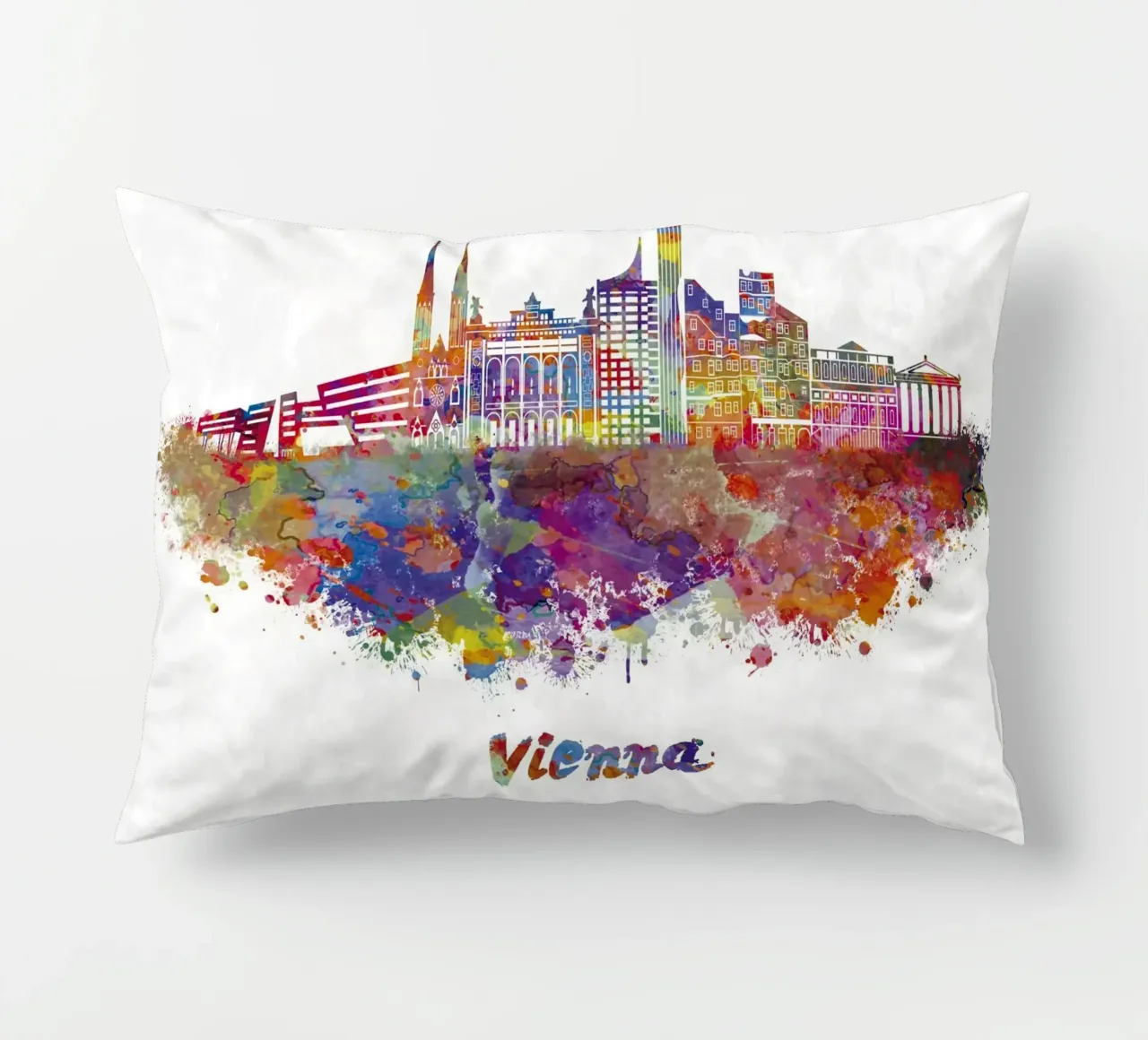 Lo skyline di Vienna in acquerello cuscino da 🎁 ARTVI-SHOP