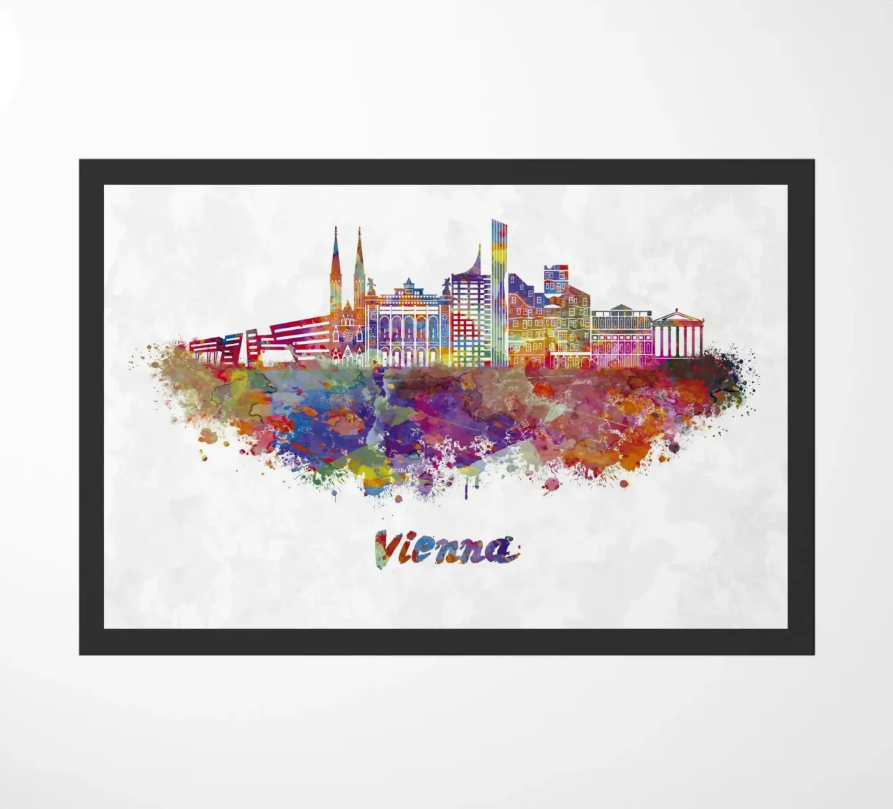 Lo skyline di Vienna in acquerello zerbino da 🎁 ARTVI-SHOP