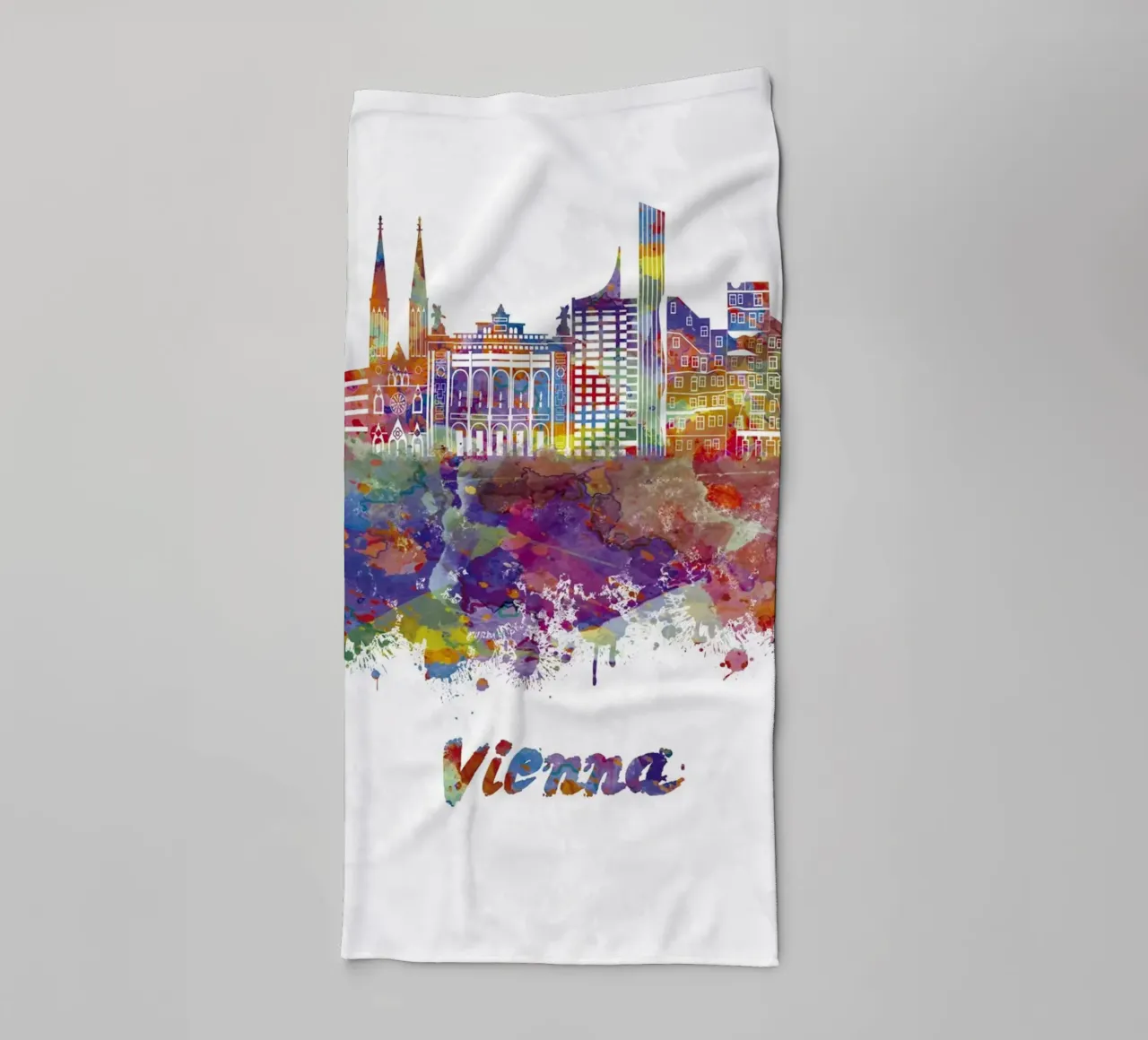 Lo skyline di Vienna in acquerello asciugamano da bagno da 🎁 ARTVI-SHOP