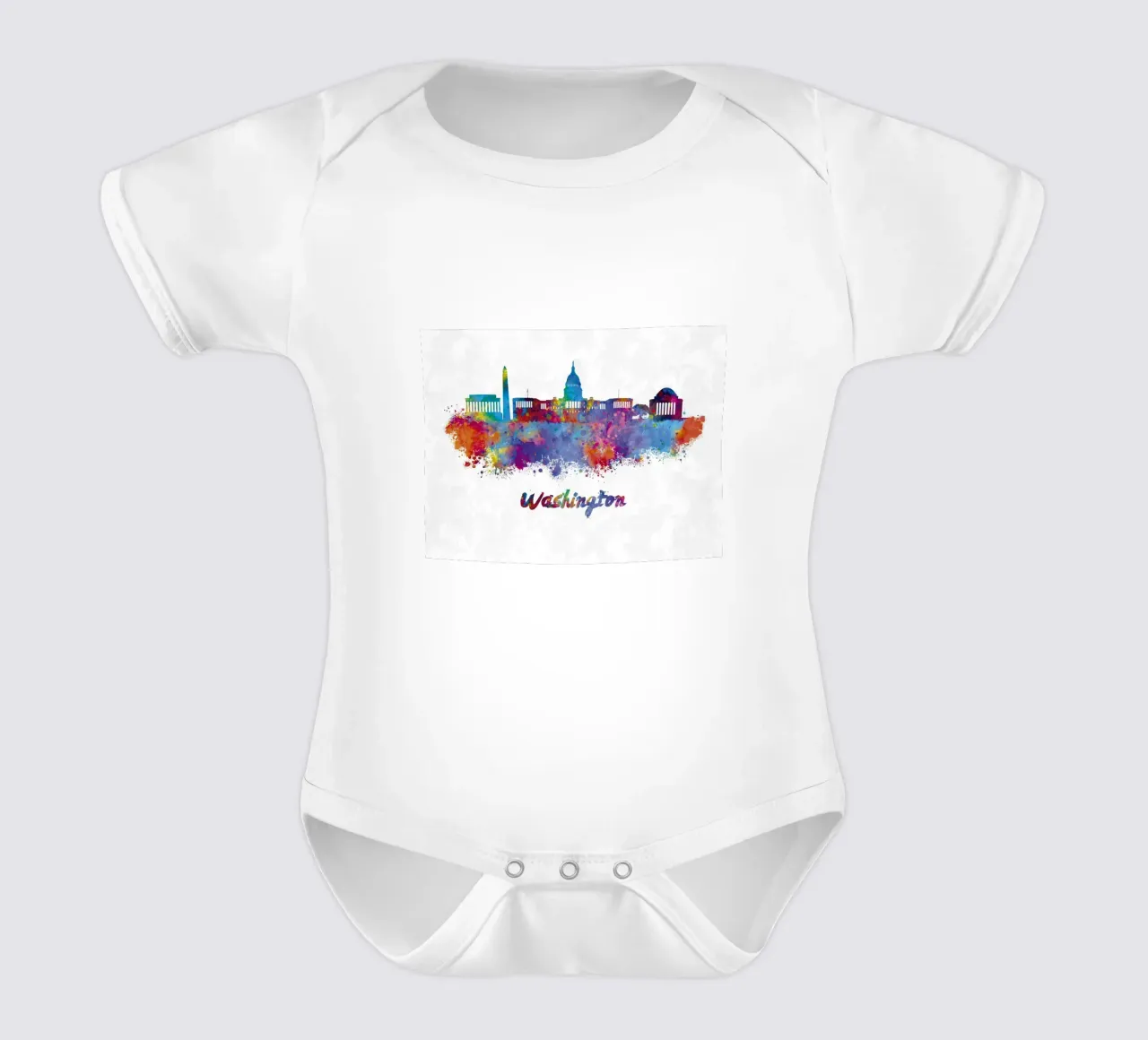 Skyline di Washington in acquerello body neonato maniche corte da ARTVI-SHOP