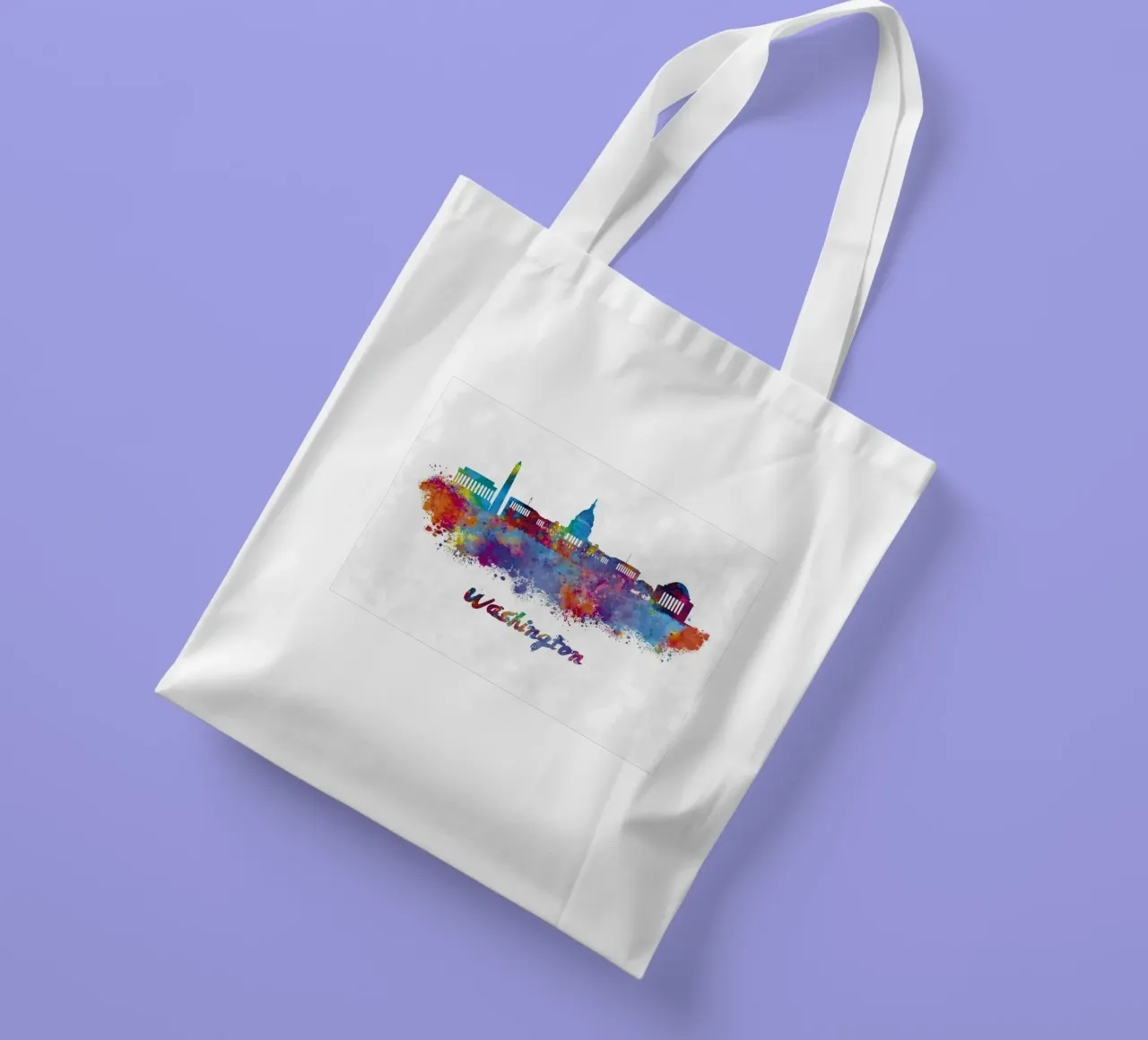 Skyline di Washington in acquerello borsa in juta da 🎁 ARTVI-SHOP