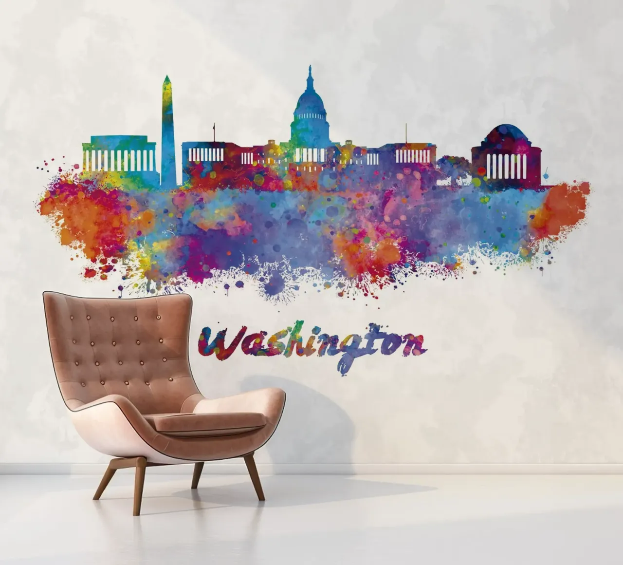 Skyline von Washington in Aquarell Fototapete von 🎁 ARTVI-SHOP