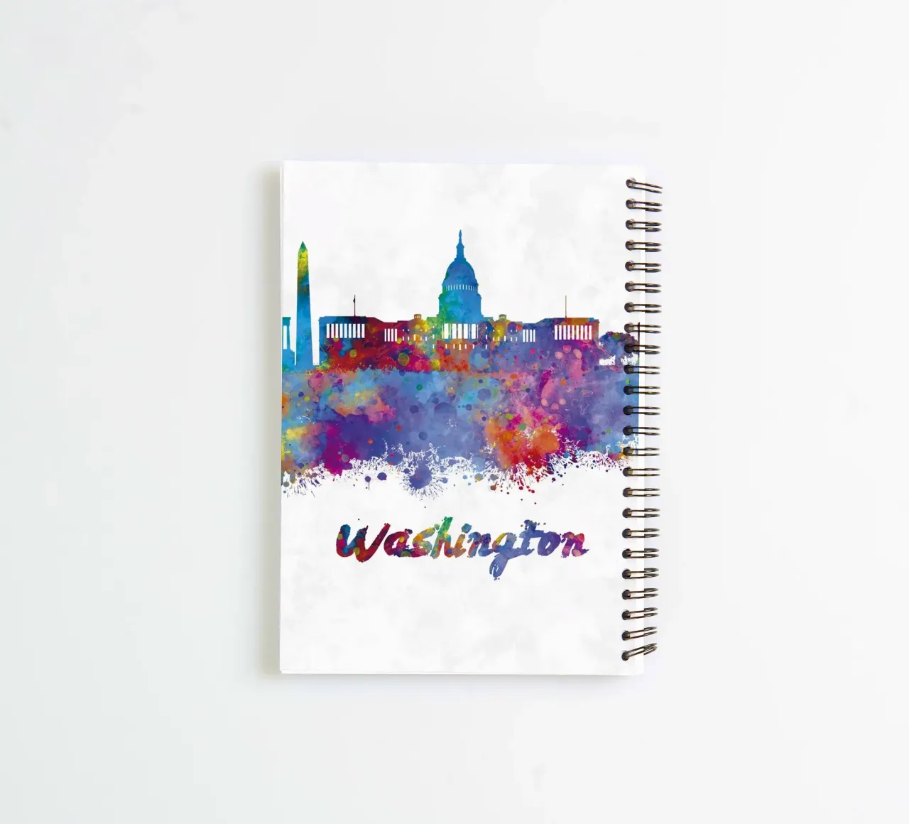Skyline di Washington in acquerello diario ad anelli da 🎁 ARTVI-SHOP