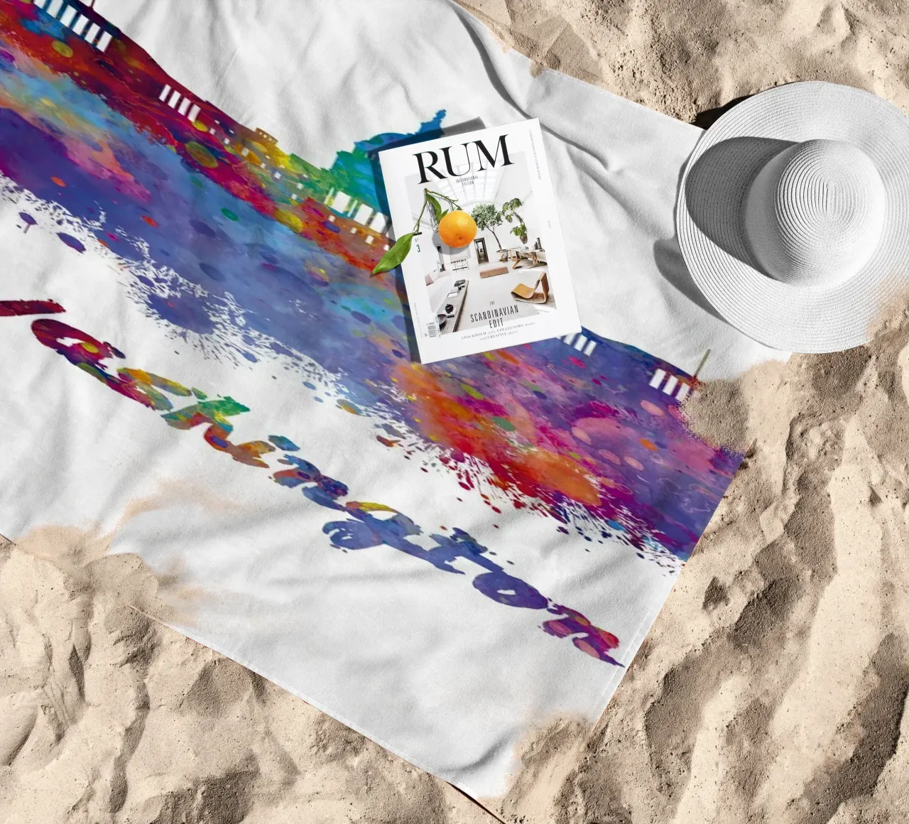 Skyline di Washington in acquerello telo mare da ARTVI-SHOP