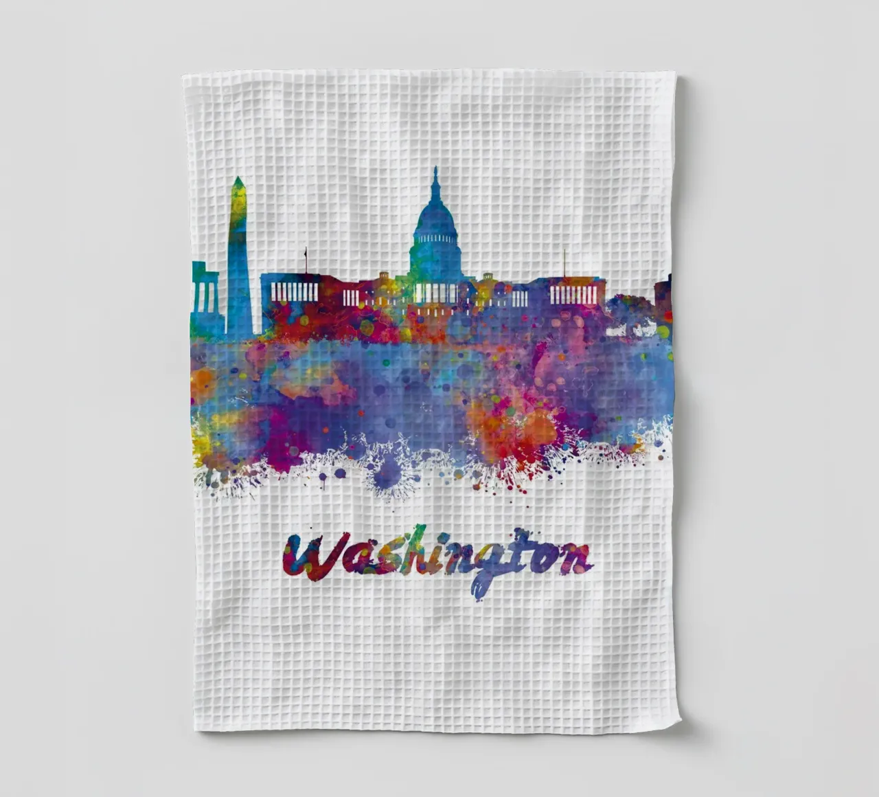 Skyline di Washington in acquerello canovaccio da cucina da ARTVI-SHOP