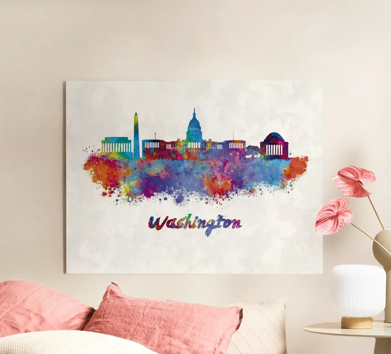Skyline di Washington in acquerello plexiglass da 🎁 ARTVI-SHOP