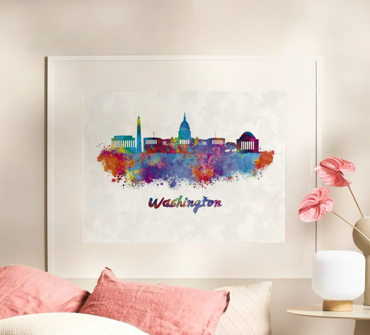 Skyline di Washington in acquerello carta hahnemühle da ARTVI-SHOP