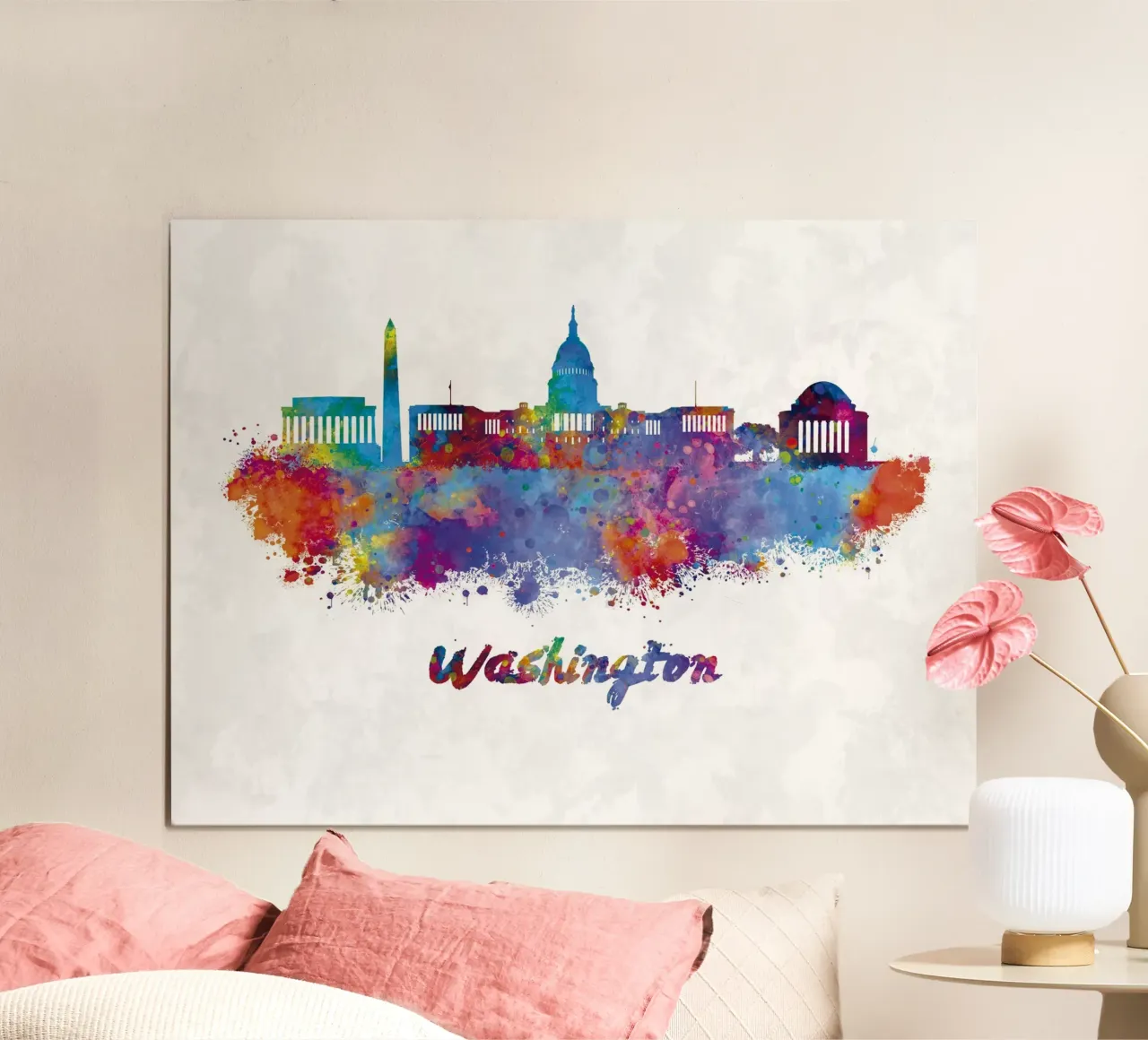 Skyline di Washington in acquerello carta hahnemühle da ARTVI-SHOP