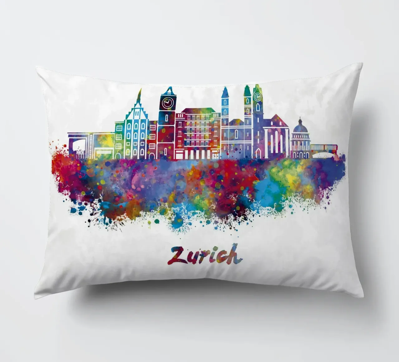 Lo skyline di Zurigo in acquerello cuscino da ARTVI-SHOP