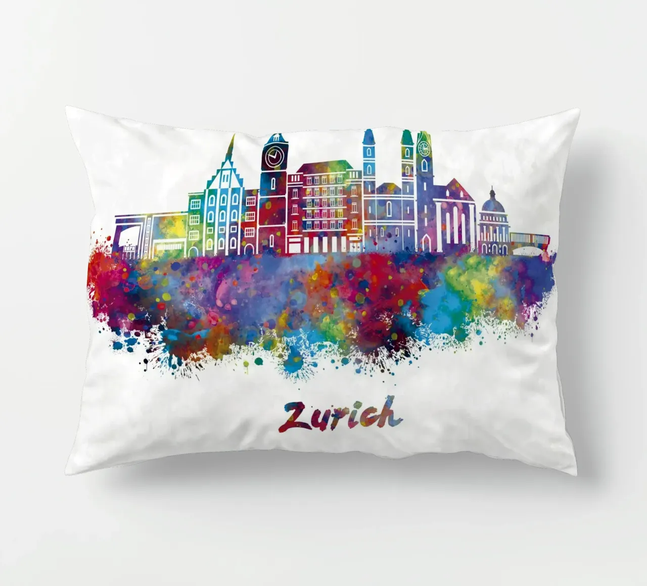 Lo skyline di Zurigo in acquerello cuscino da ARTVI-SHOP
