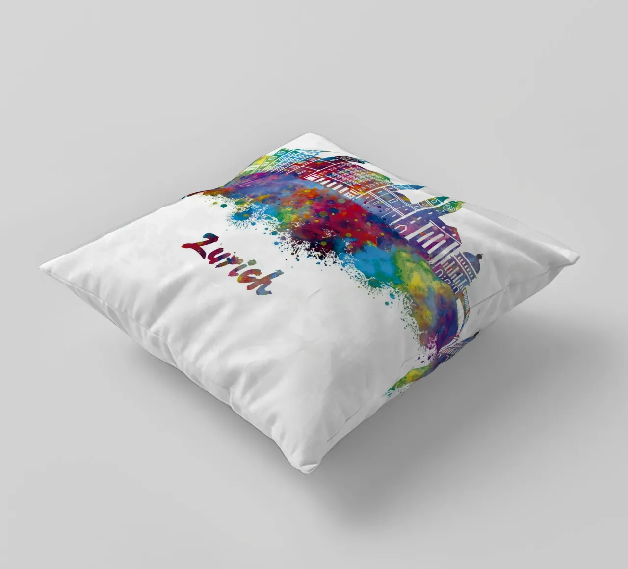 Lo skyline di Zurigo in acquerello cuscino da ARTVI-SHOP