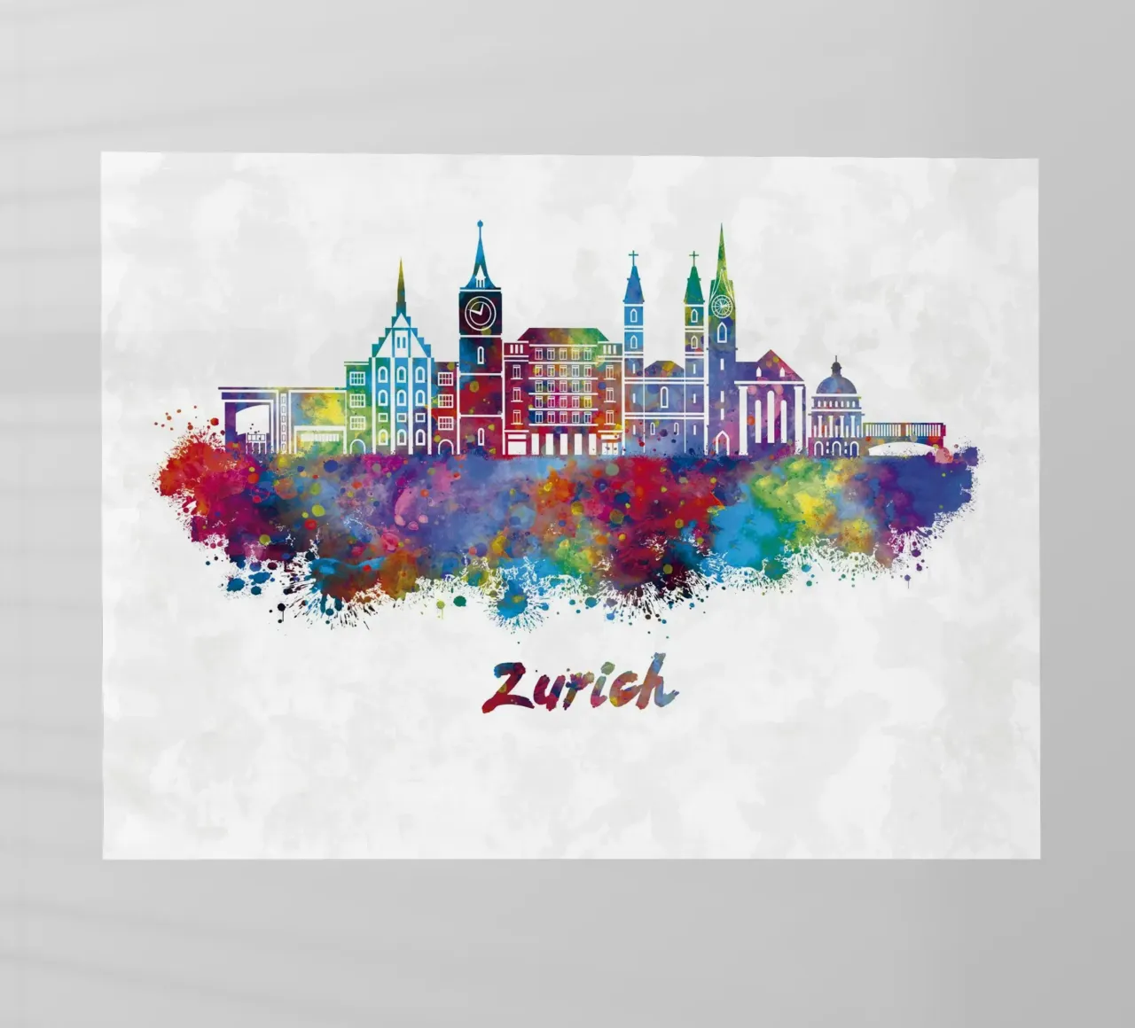 Lo skyline di Zurigo in acquerello pellicola backlit da ARTVI-SHOP