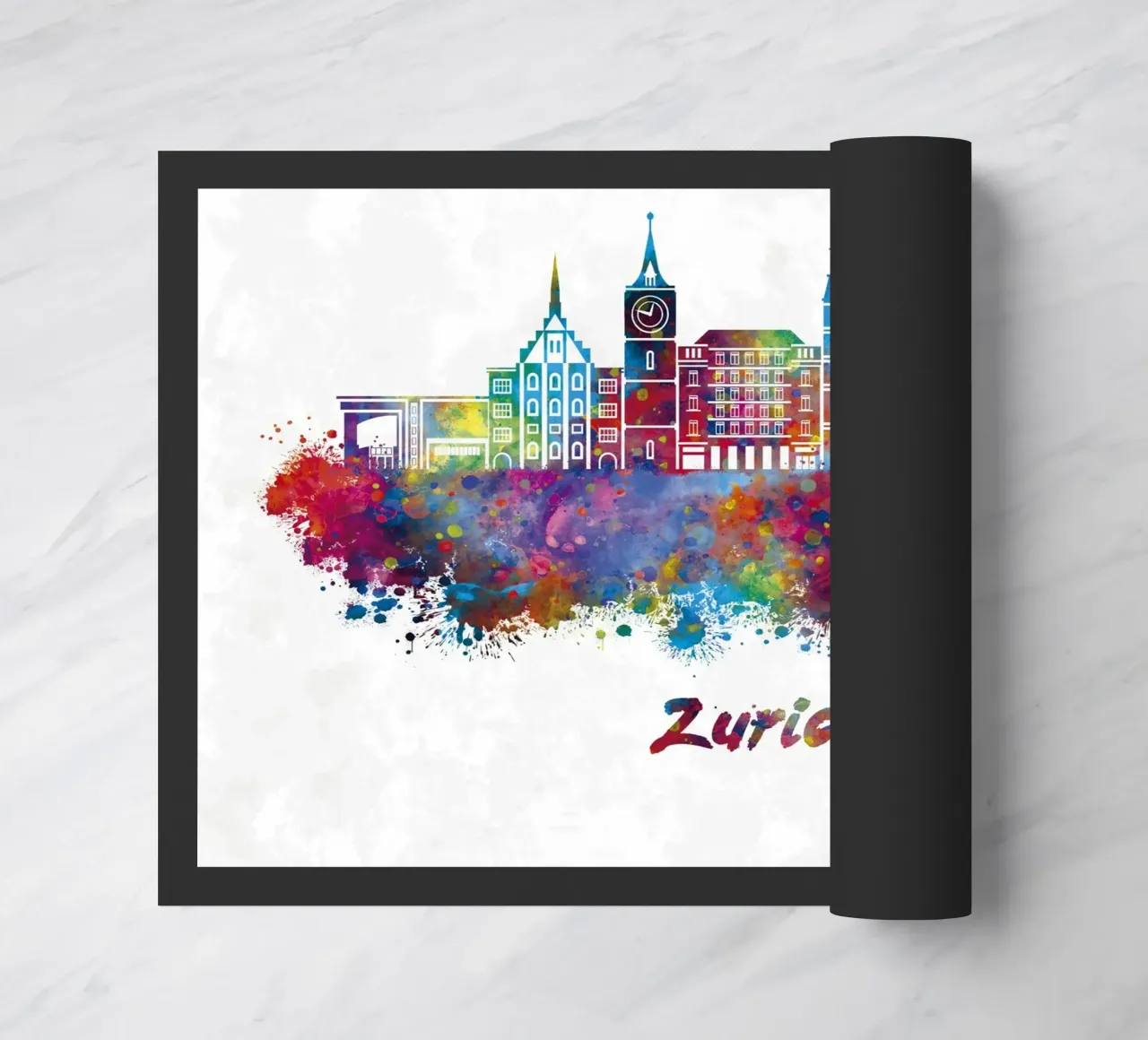 Lo skyline di Zurigo in acquerello zerbino da ARTVI-SHOP