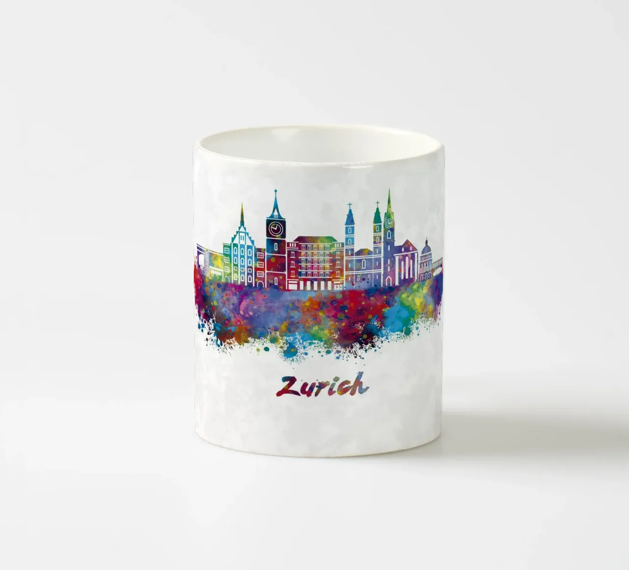 Lo skyline di Zurigo in acquerello tazza in ceramica da ARTVI-SHOP