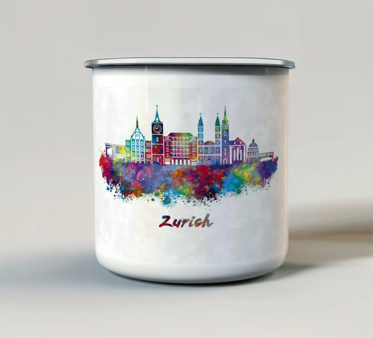 Lo skyline di Zurigo in acquerello tazza in smalto da ARTVI-SHOP