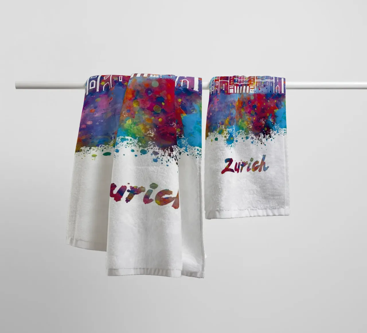Lo skyline di Zurigo in acquerello asciugamano da bagno da ARTVI-SHOP