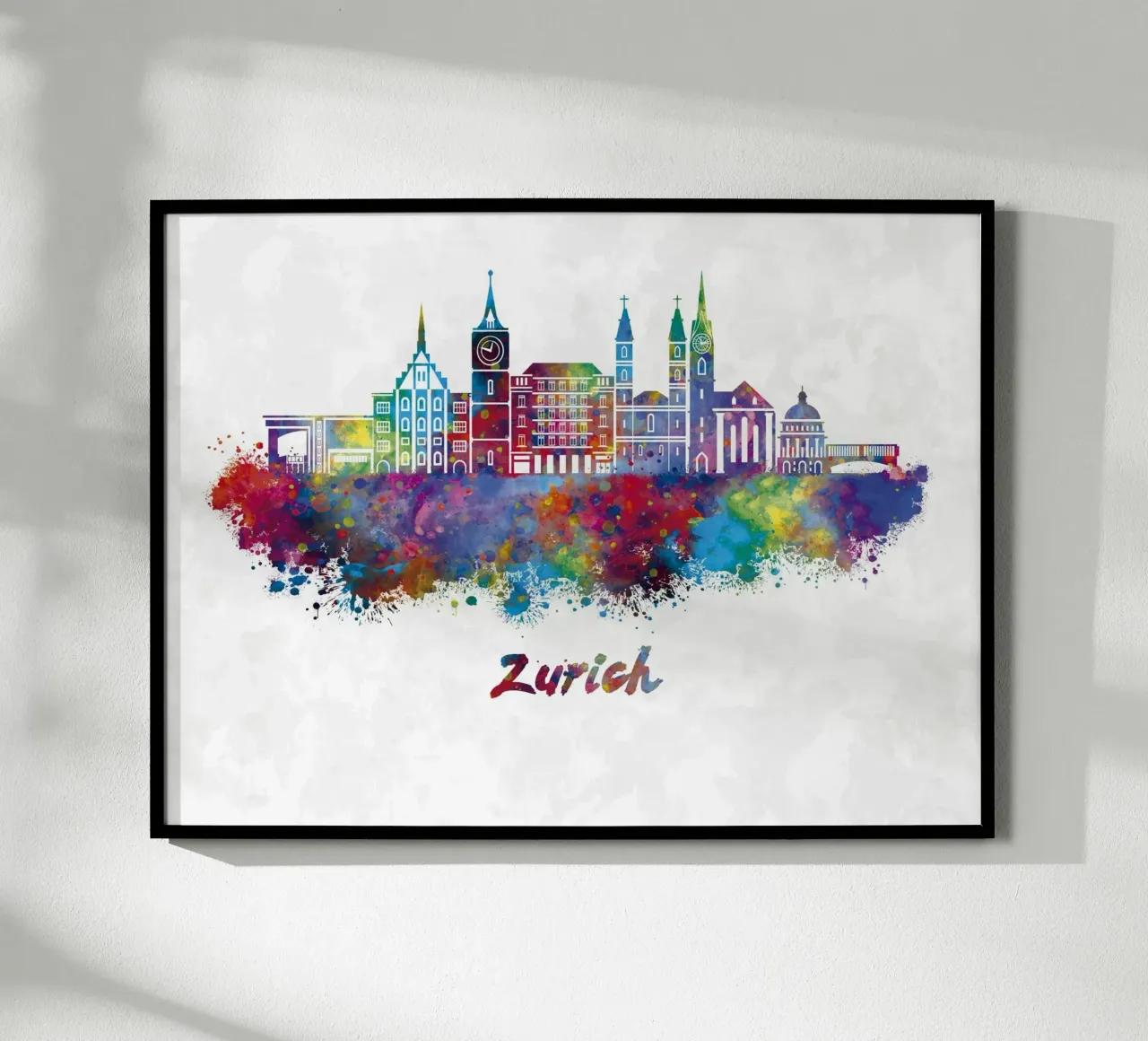 Lo skyline di Zurigo in acquerello carta hahnemühle da ARTVI-SHOP