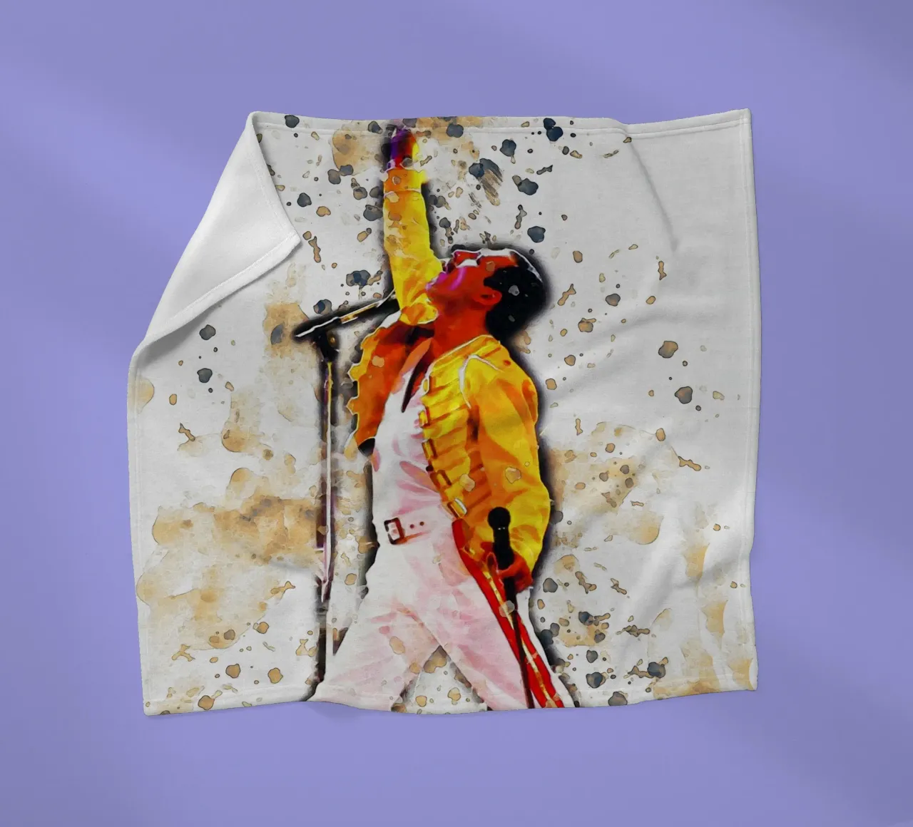 Smudge of Freddie Mercury Legend fleece blanket by Gunawan Rb