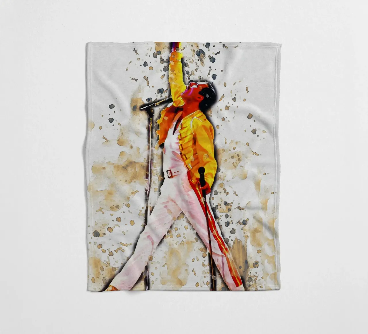 Smudge of Freddie Mercury Legend fleece blanket by Gunawan Rb