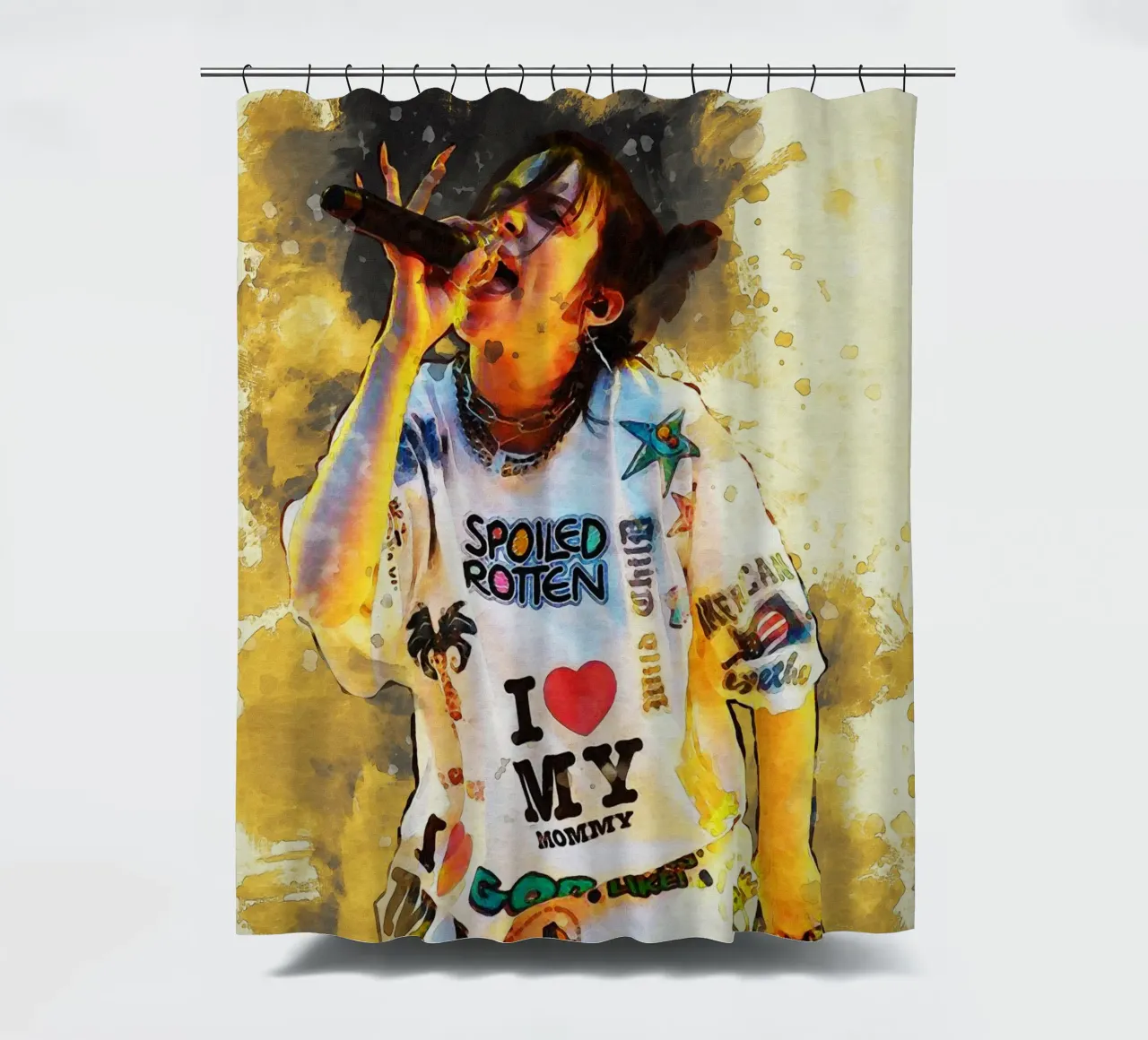 Smudge de Billie Eilish actúa cortina de baño de Gunawan Rb