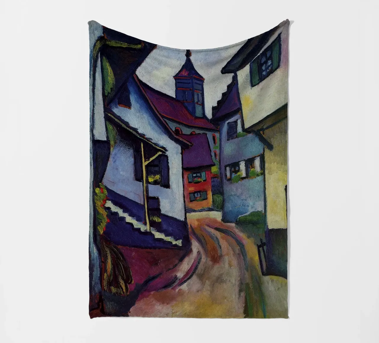 August Macke - Strada con chiesa a Kandern coperta in pile da Timeless Artworks