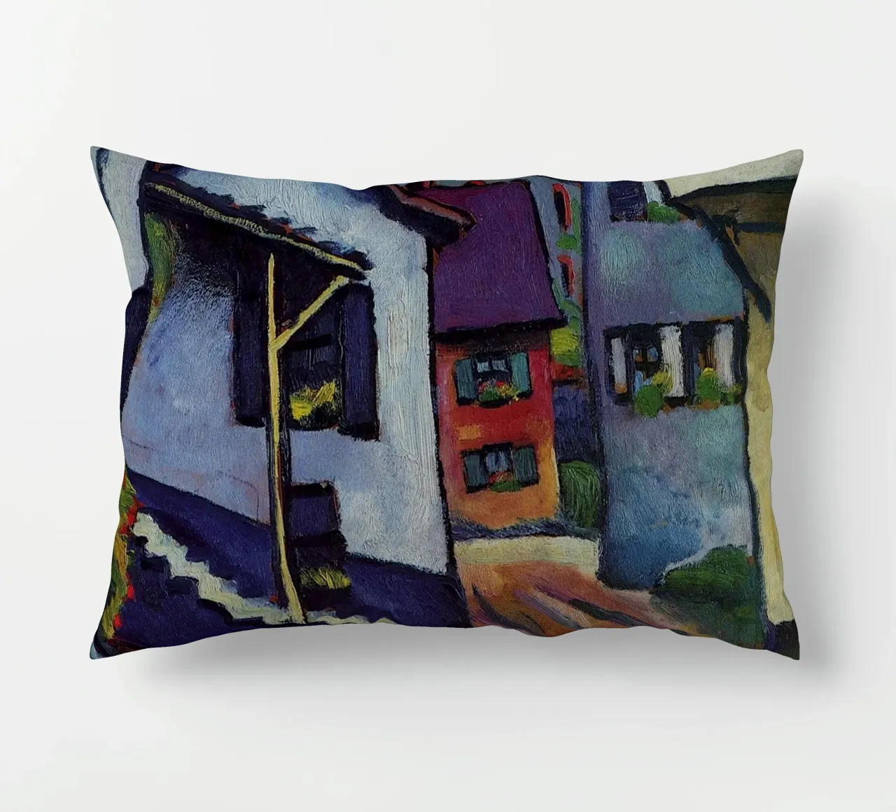 August Macke - Strada con chiesa a Kandern cuscino da Timeless Artworks