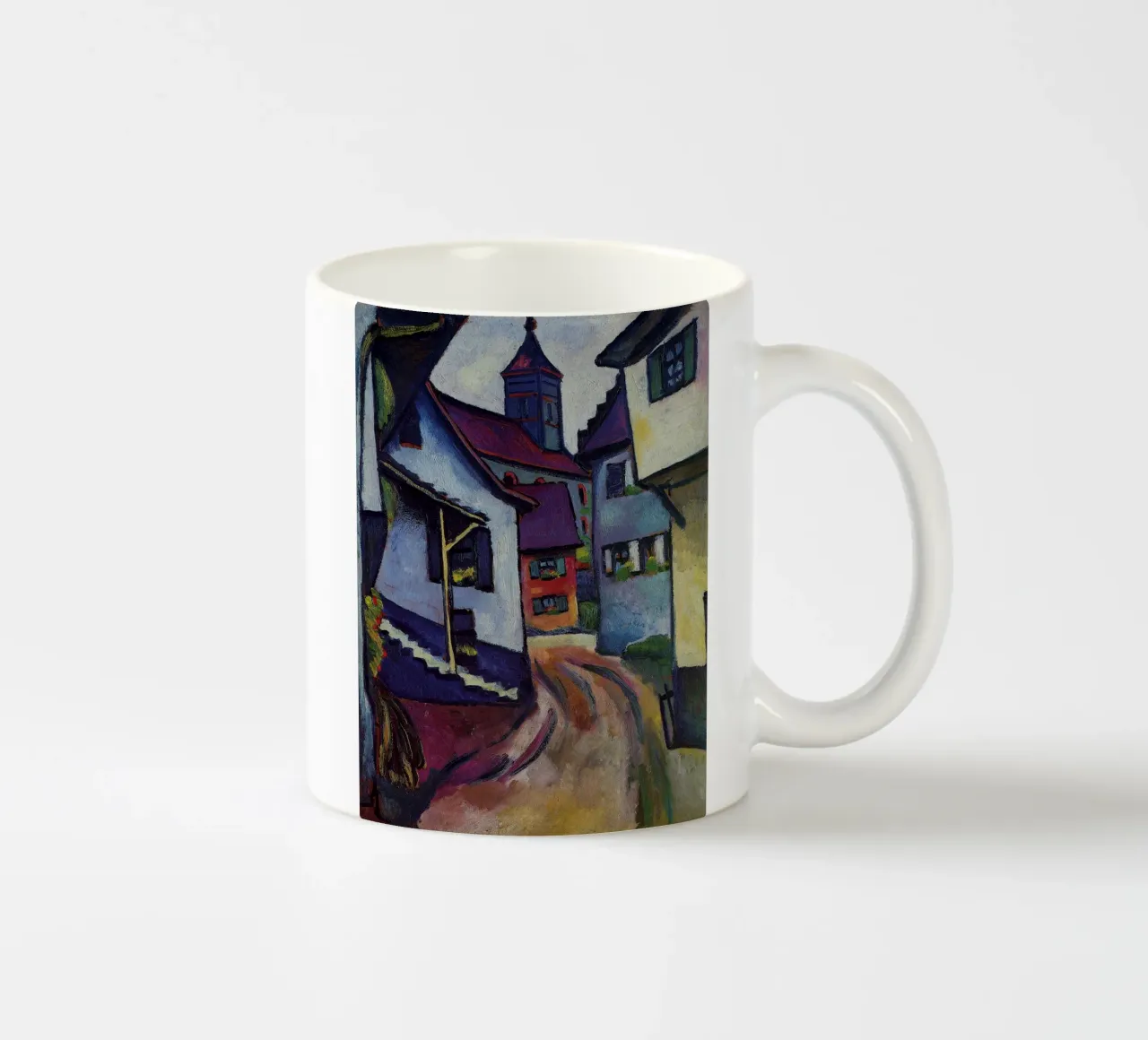 August Macke - Strada con chiesa a Kandern tazza in ceramica da Timeless Artworks