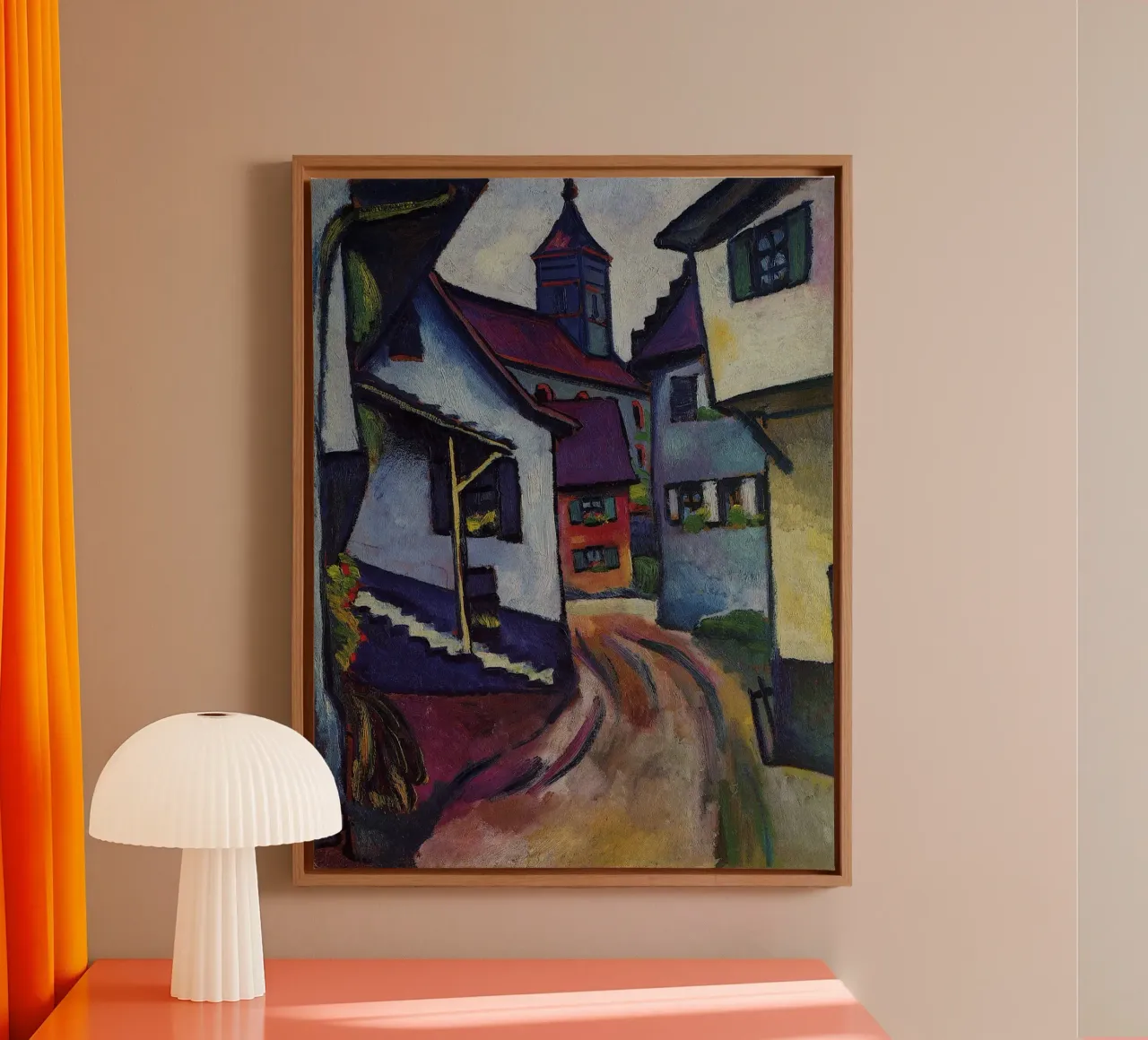 August Macke - Strada con chiesa a Kandern tela con Cornice a cassetta da Timeless Artworks