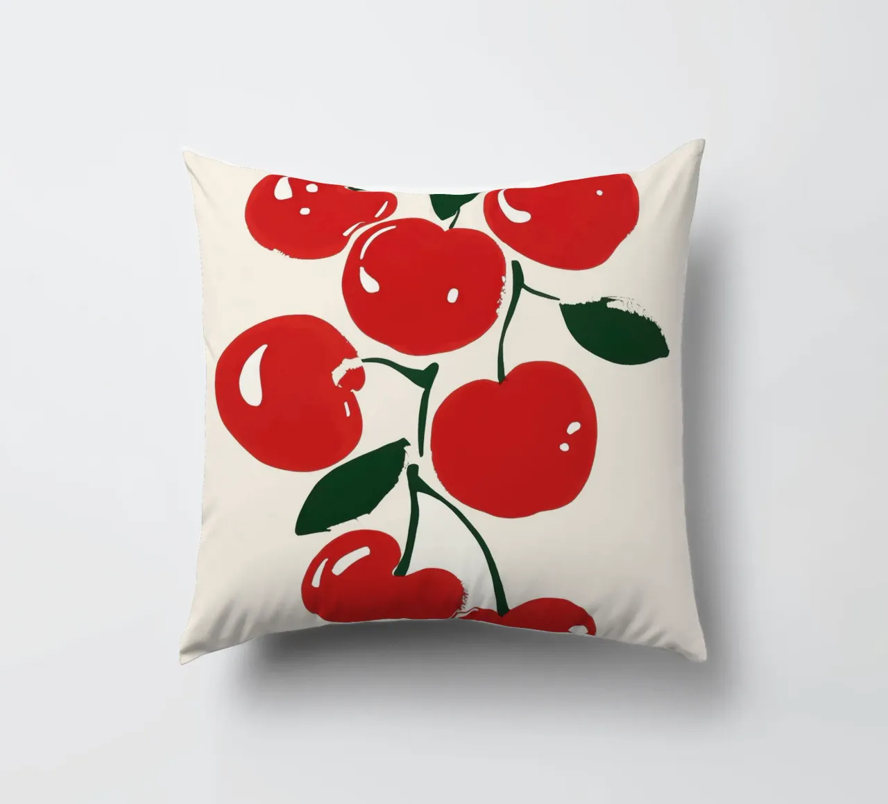 Vibrant Red Cherries Illustration decorative cushion by Melloi Art Print