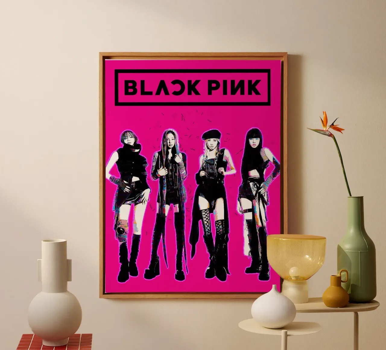 Arte di Blackpink tela con Cornice a cassetta da neonartroom