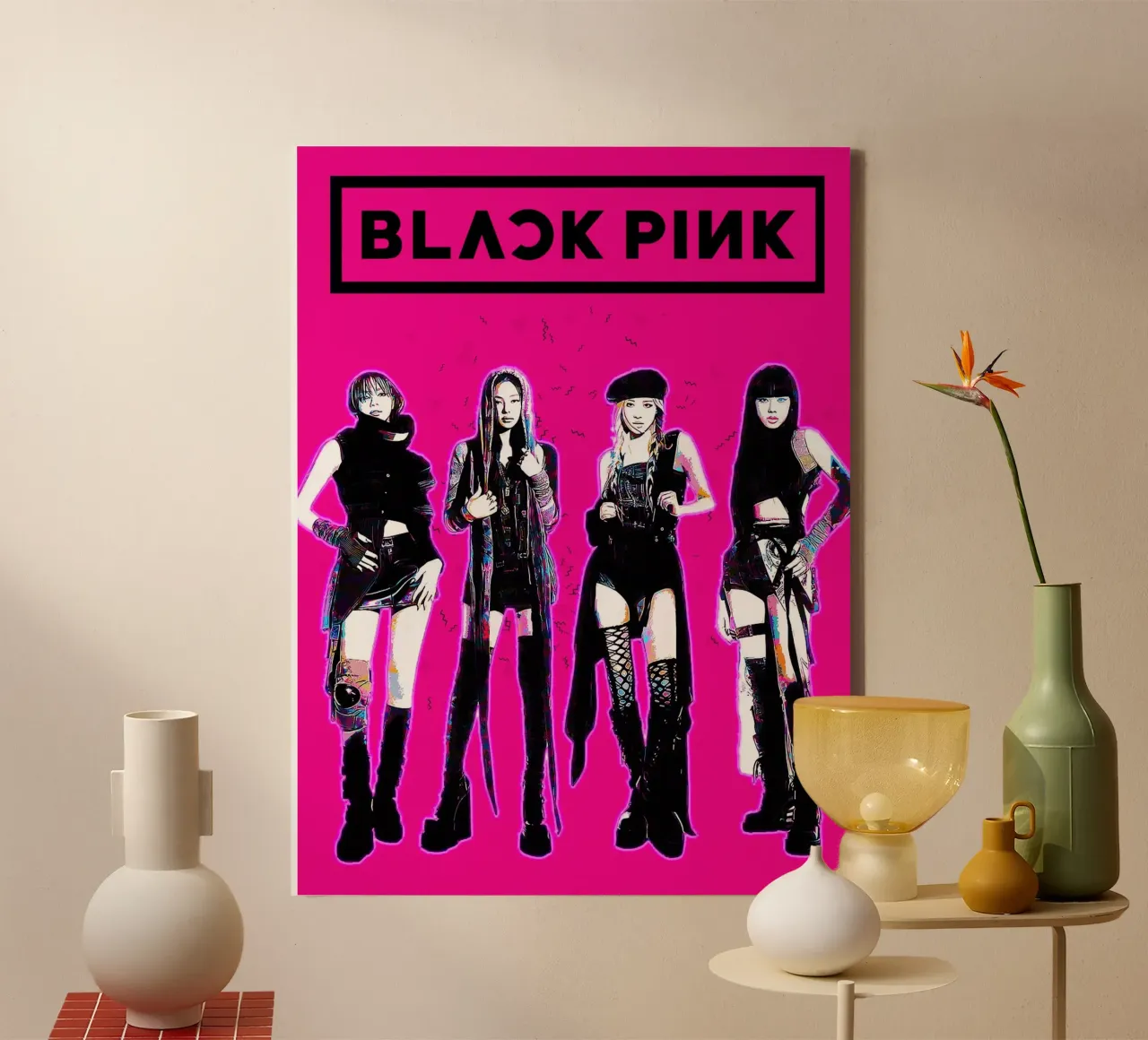 Arte di Blackpink tela con Cornice a cassetta da neonartroom
