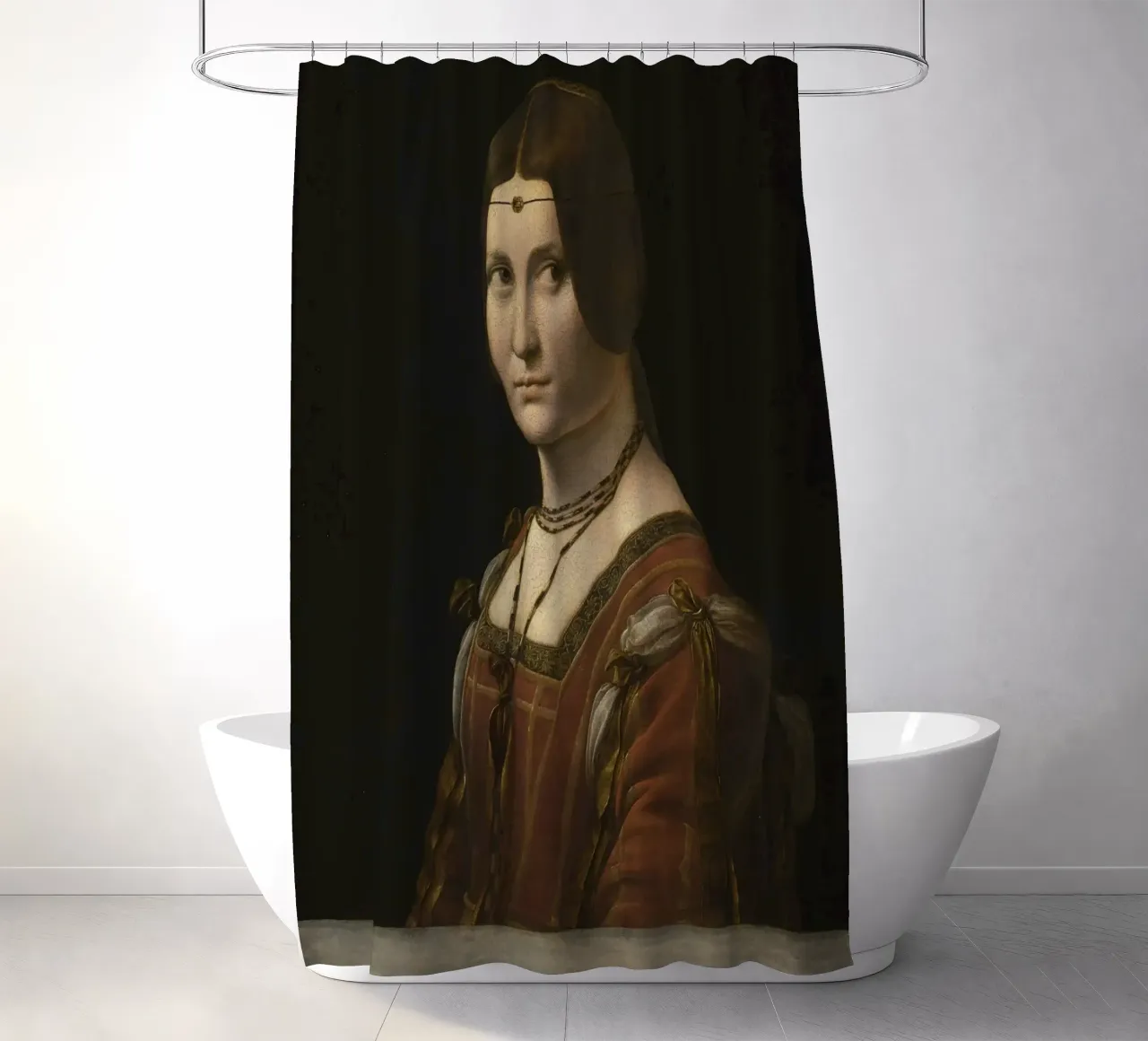 Leonardo da Vinci - Porträt einer Dame vom Hofe von Mil Duschvorhang von Timeless Artworks