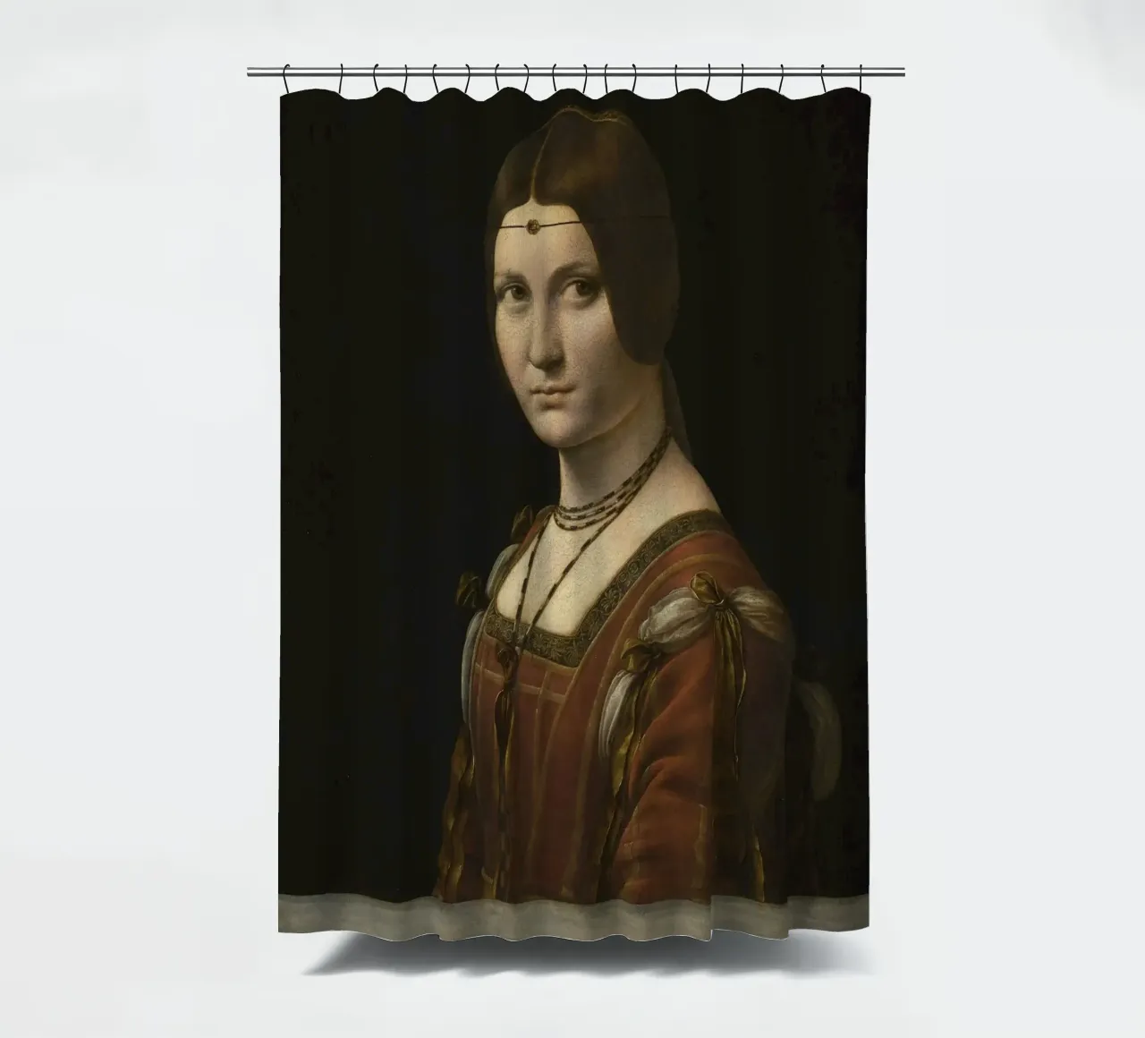Leonardo da Vinci - Porträt einer Dame vom Hofe von Mil Duschvorhang von Timeless Artworks