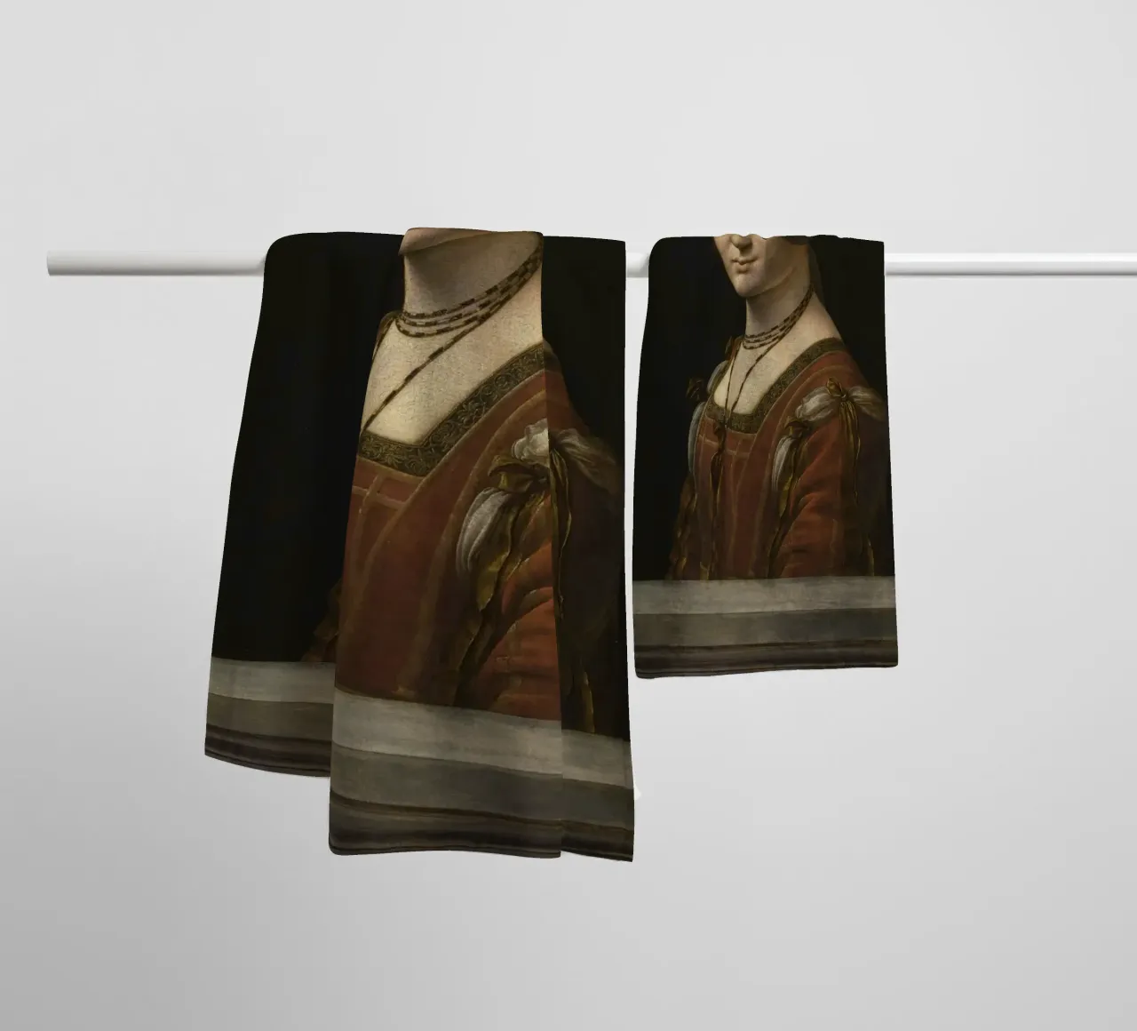 Leonardo da Vinci - Portrait of a Lady from the Court of Mil towel by Timeless Artworks