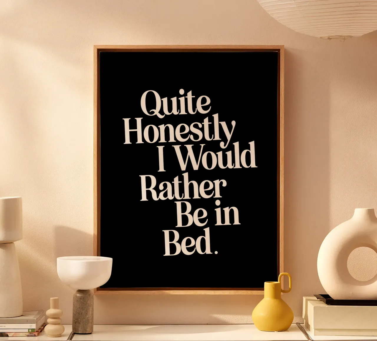 Quite Honestly I Would Rather Be in Bed Whimsical Typography canvas by THE MOTIVATED TYPE