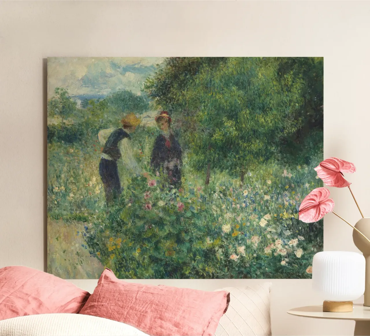Pierre-Auguste Renoir - Cueillir des fleurs panneau forex de Timeless Artworks