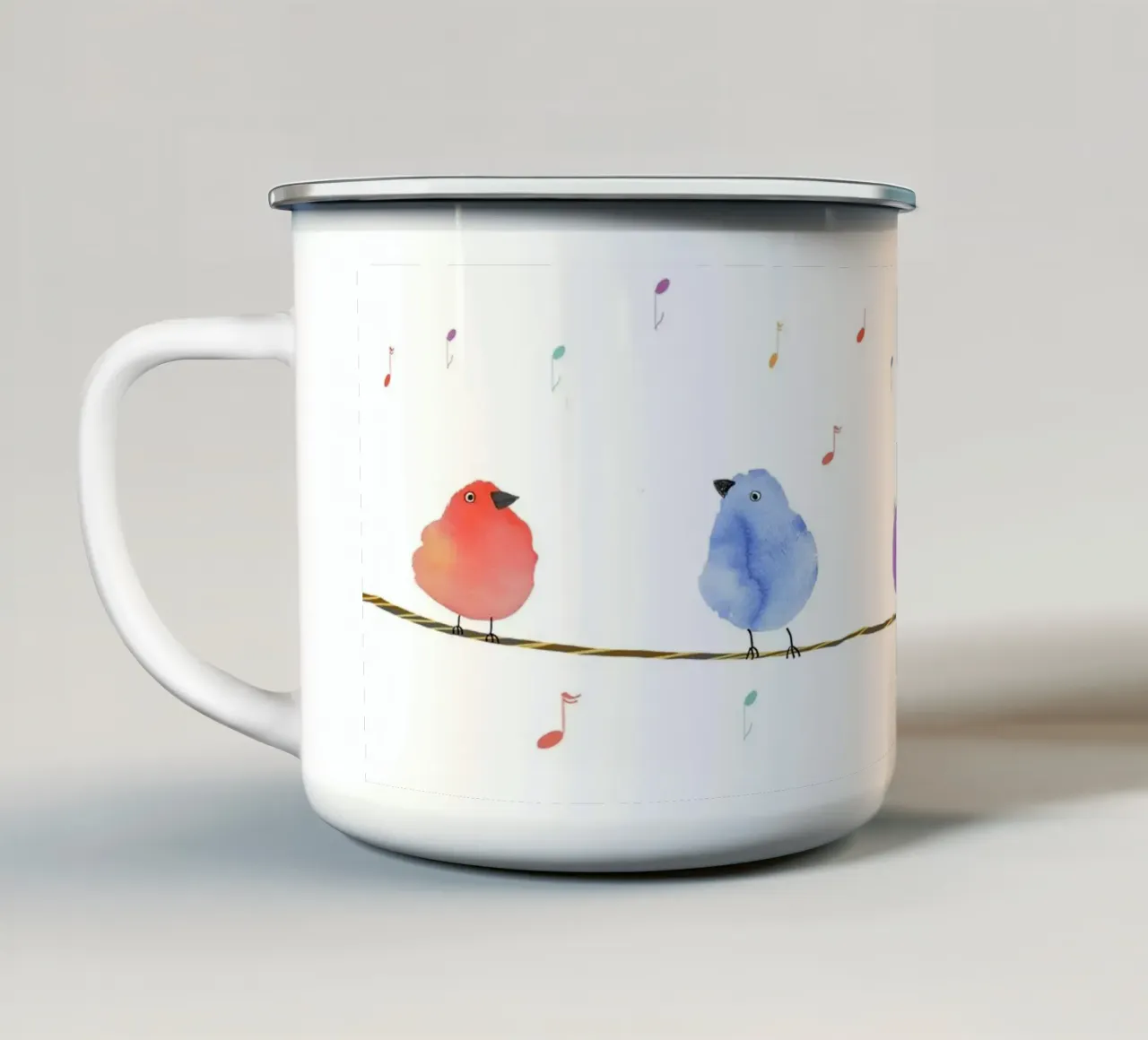 Fünf Vögelchen auf einem Ast tazza in smalto da Farbwelten