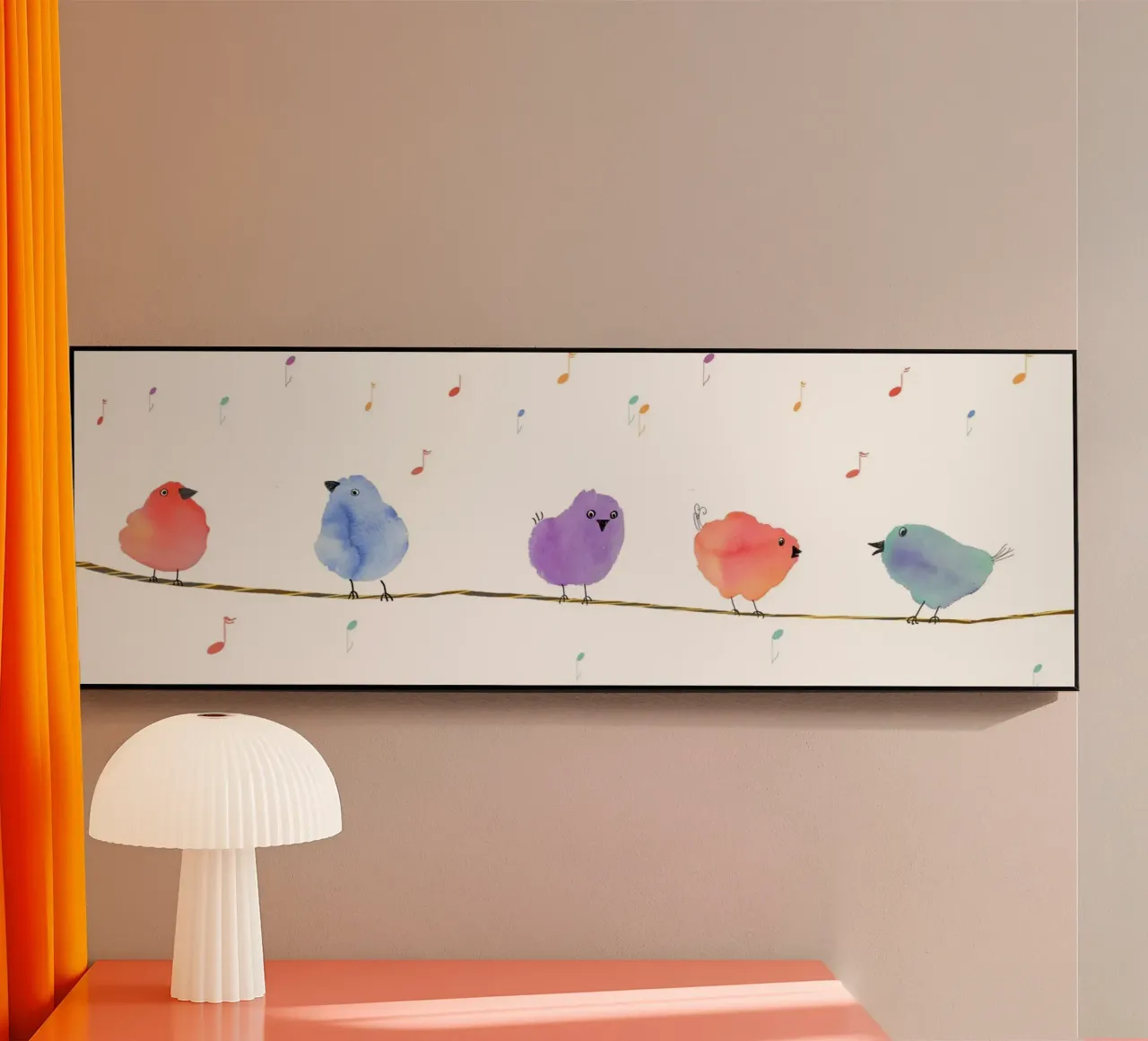 Fünf Vögelchen auf einem Ast plexiglass da Farbwelten