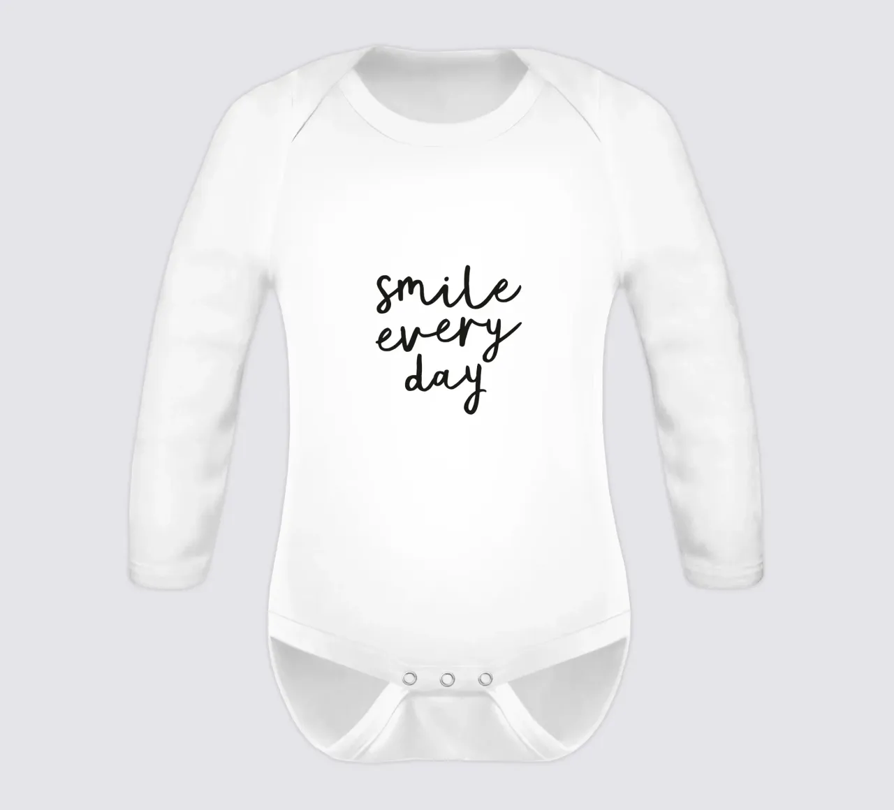 Smile Every Day Inspirational Typography Minimalist Print long-sleeve baby romper by THE MOTIVATED TYPE